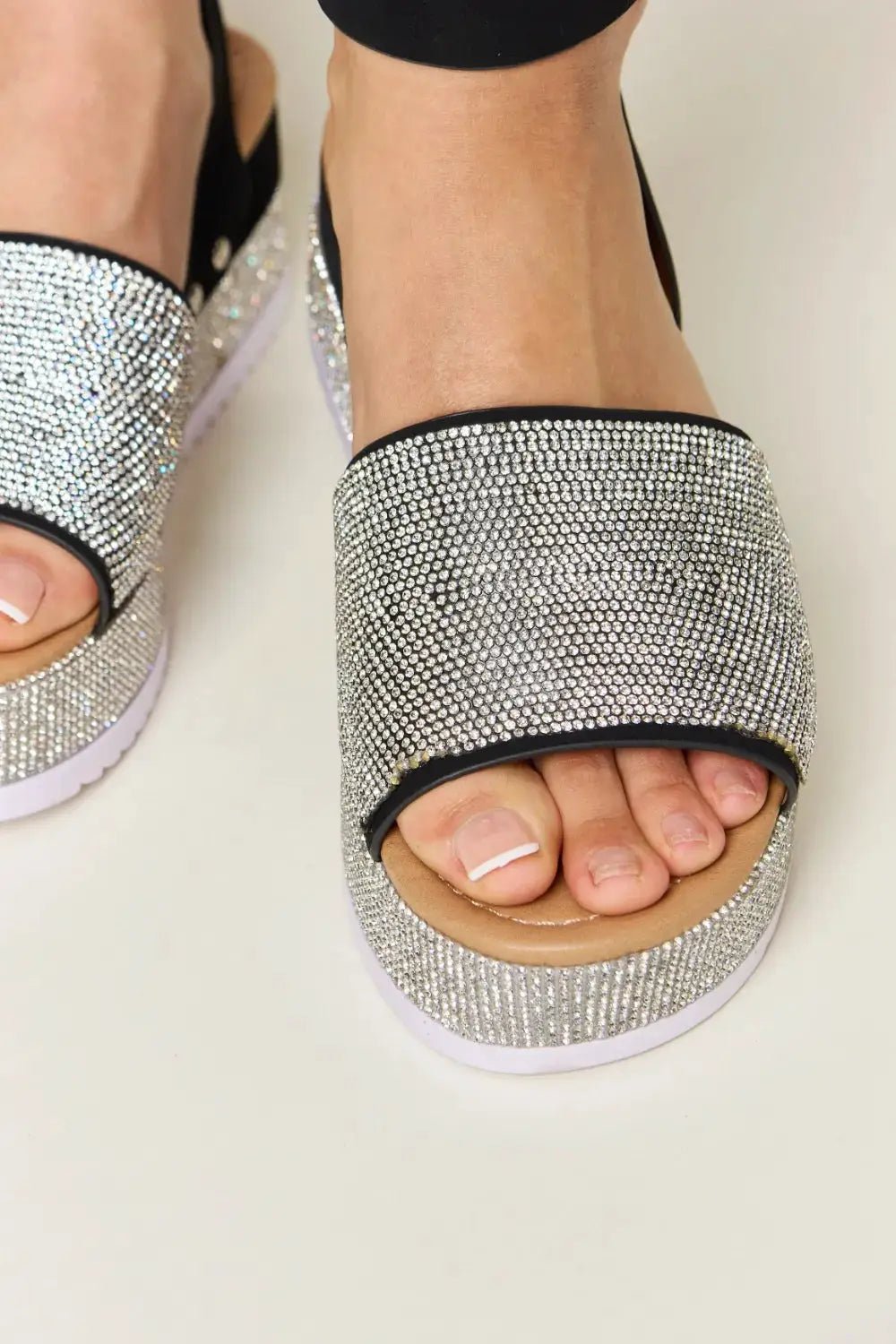 Forever Link Rhinestone Buckle Strappy Wedge Sandals - Fritsch & Co.