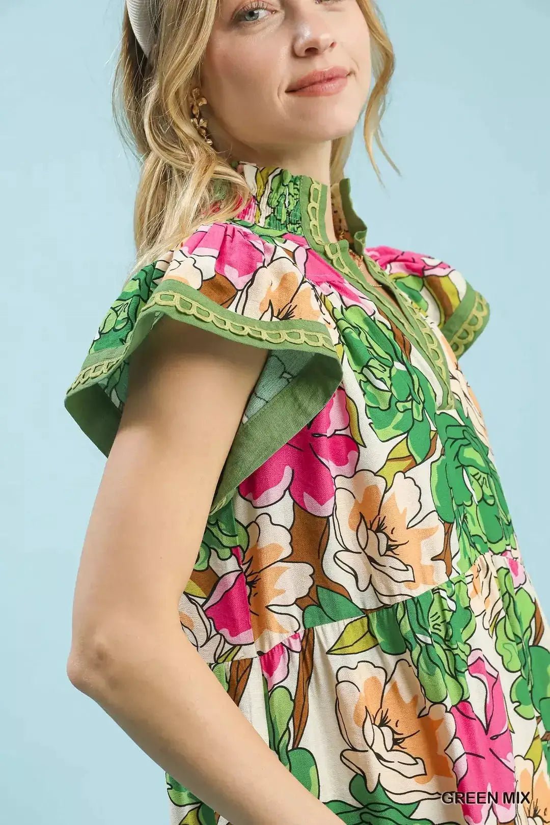 Umgee Mix Bold Floral Tiered Midi Dress - Fritsch & Co.