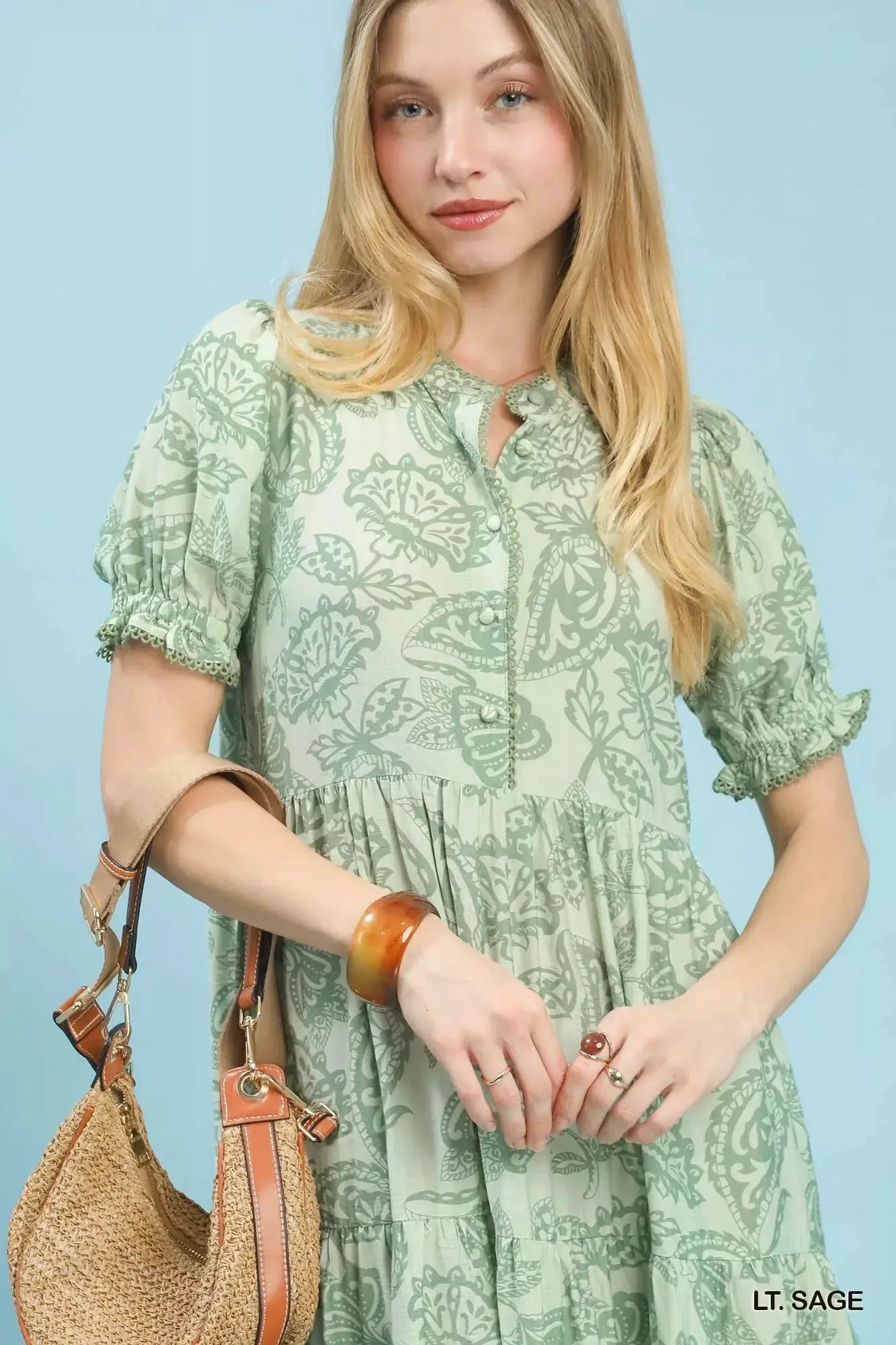 Umgee Paisley Print Tiered Midi Dress - Fritsch & Co.