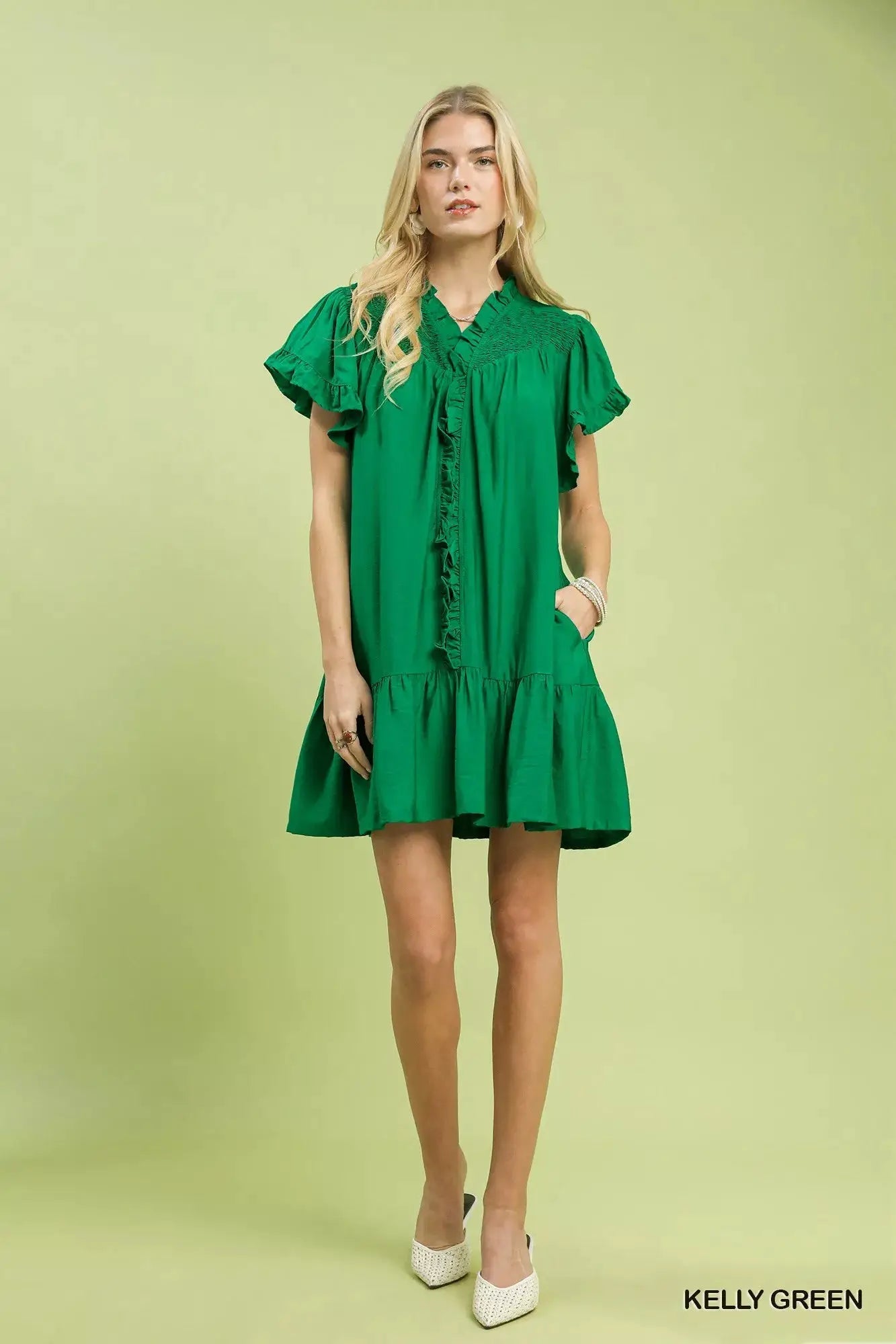 Umgee Smocked Ruffle Babydoll Mini Dress - Fritsch & Co.