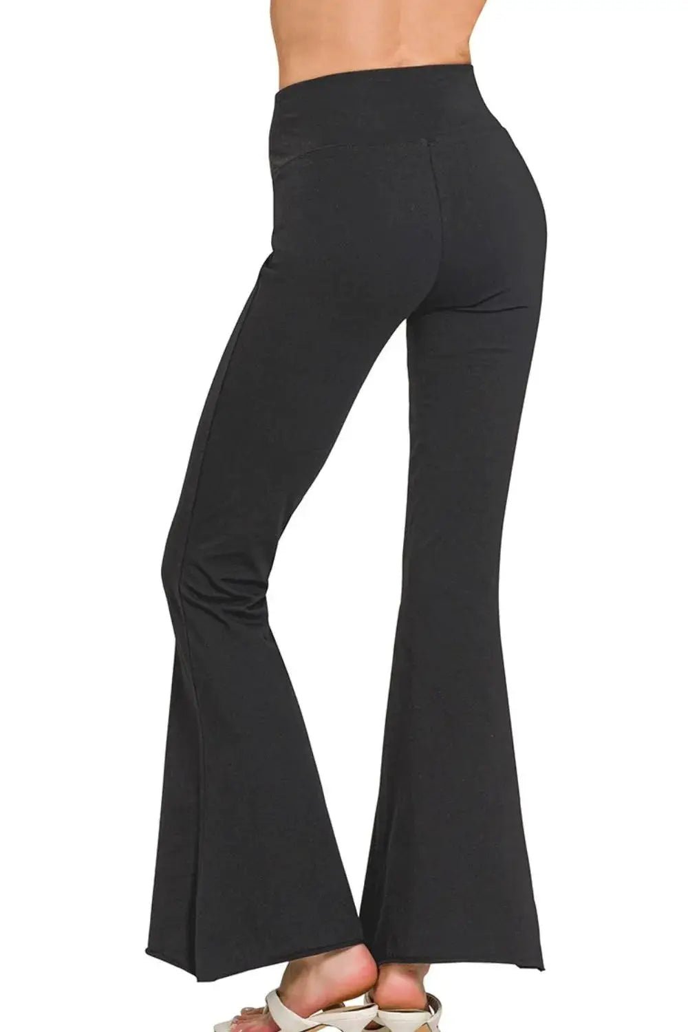 Zenana Raw Edge Hem Flare Yoga Pants - Fritsch & Co.