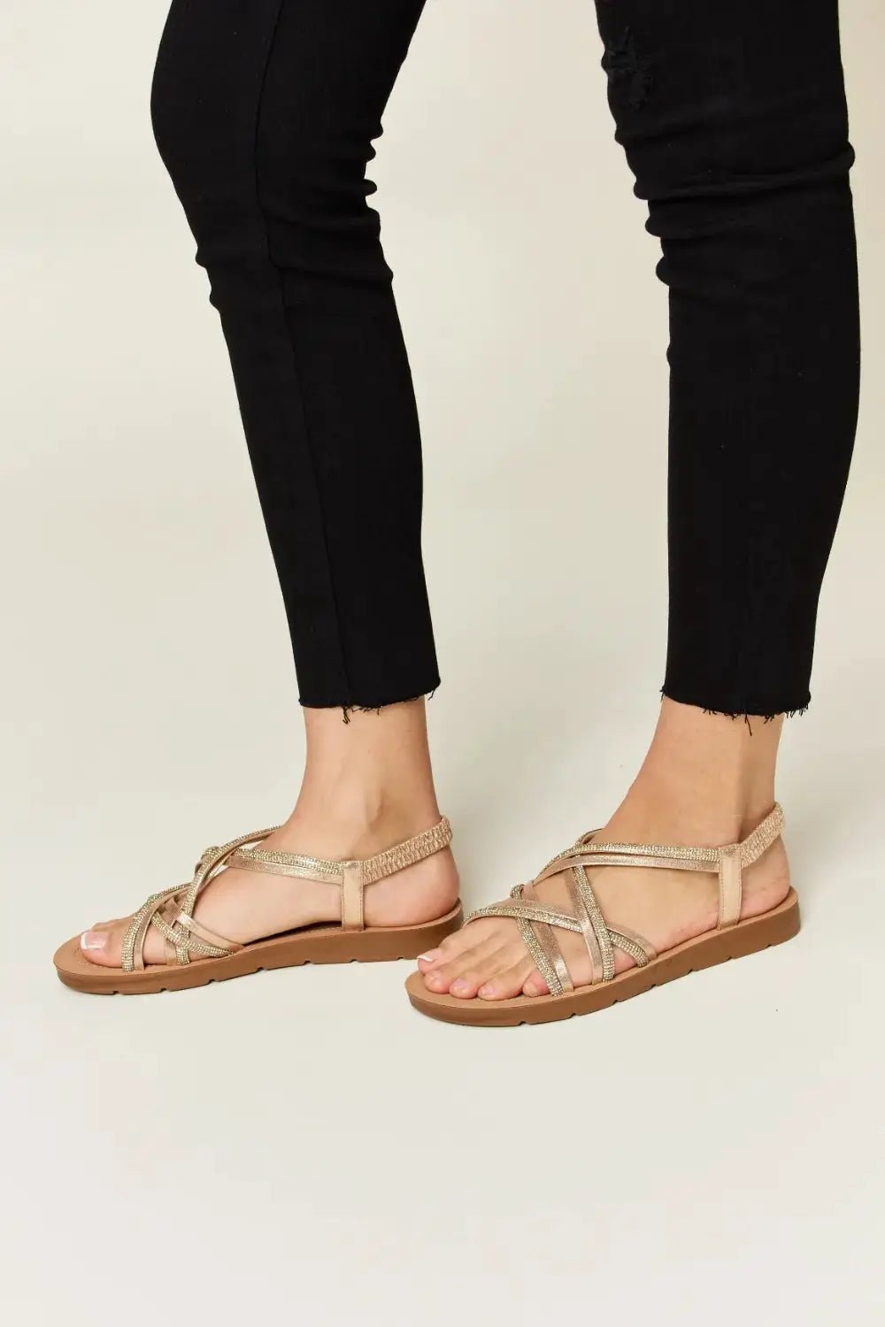Forever Link Rhinestone Crisscross Flat Sandals - Fritsch & Co.