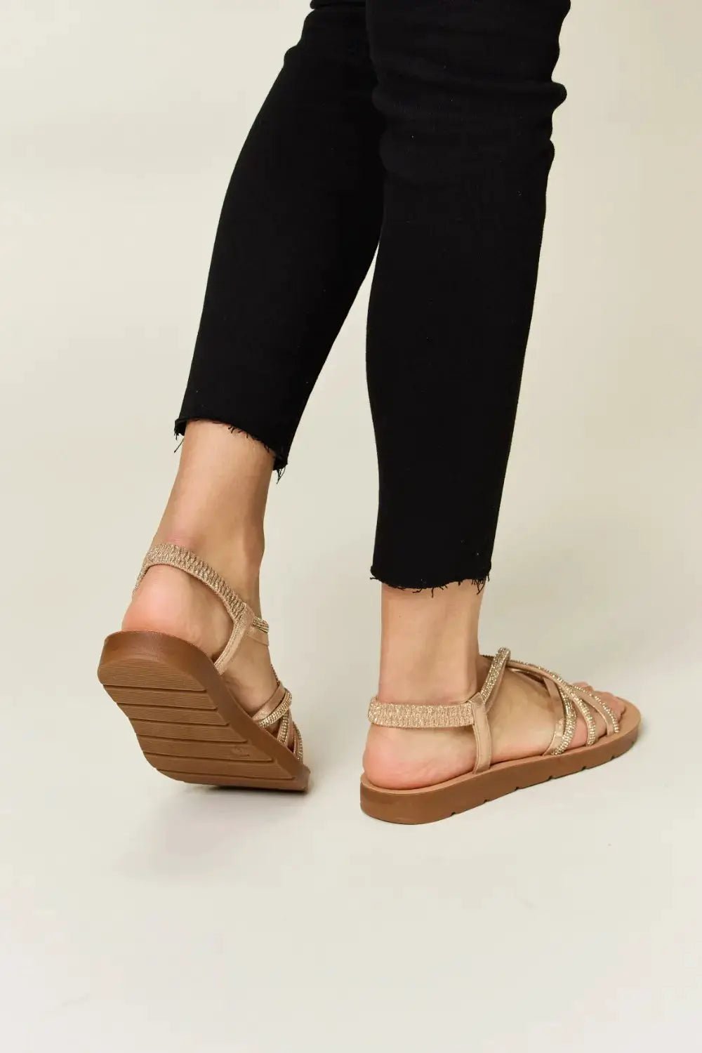 Forever Link Rhinestone Crisscross Flat Sandals - Fritsch & Co.