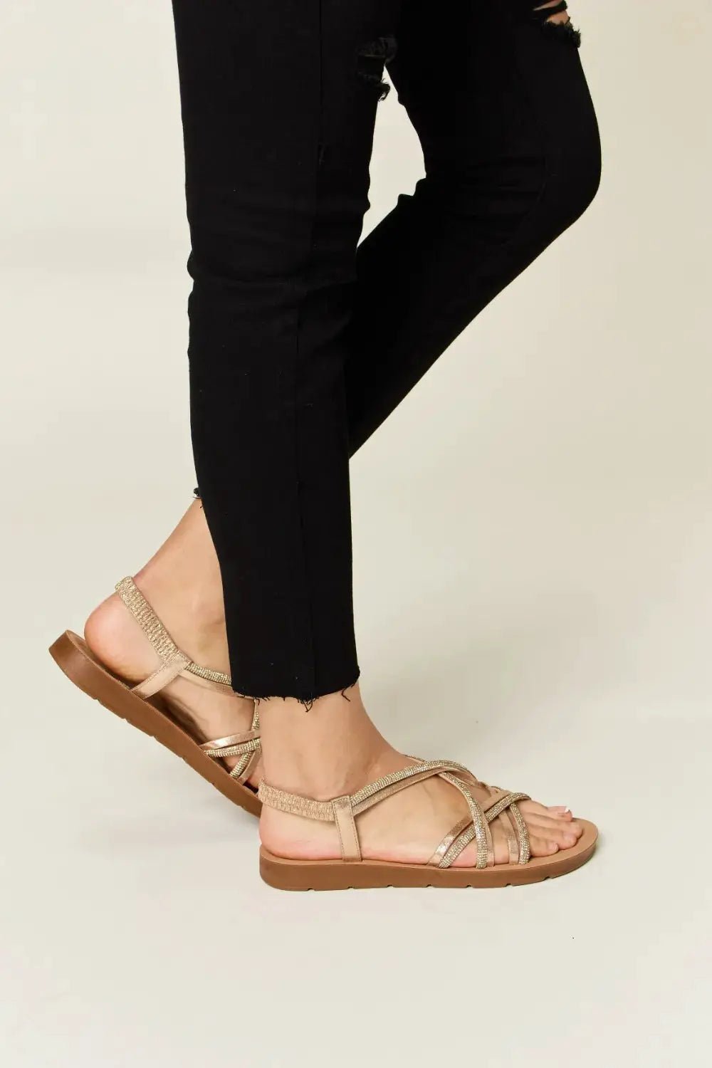 Forever Link Rhinestone Crisscross Flat Sandals - Fritsch & Co.