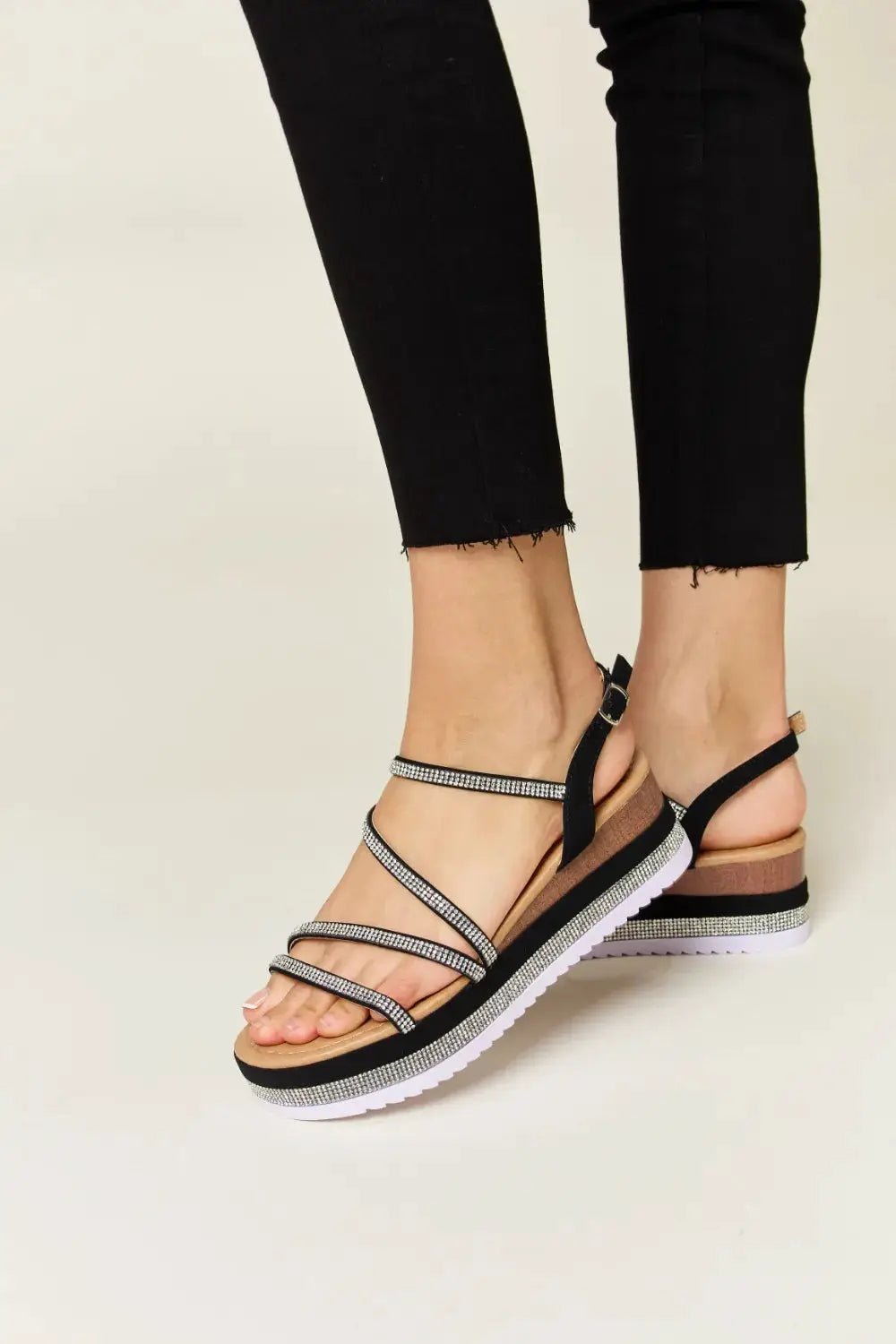 Forever Link Rhinestone Strappy Wedge Sandals - Fritsch & Co.