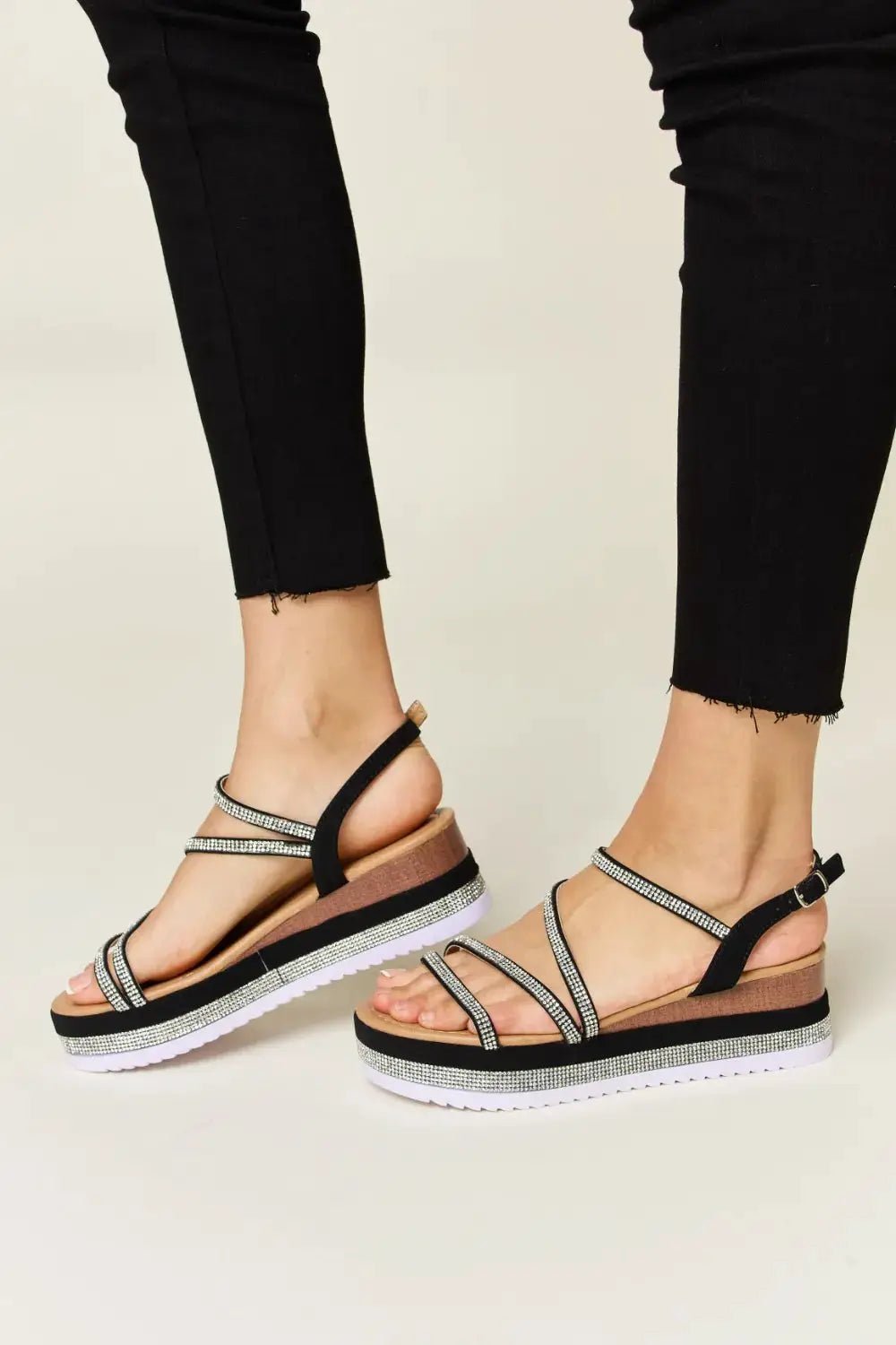 Forever Link Rhinestone Strappy Wedge Sandals - Fritsch & Co.