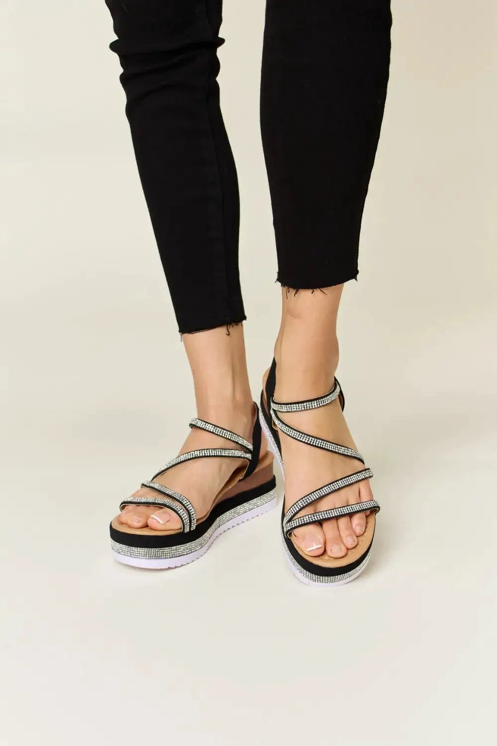 Forever Link Rhinestone Strappy Wedge Sandals - Fritsch & Co.