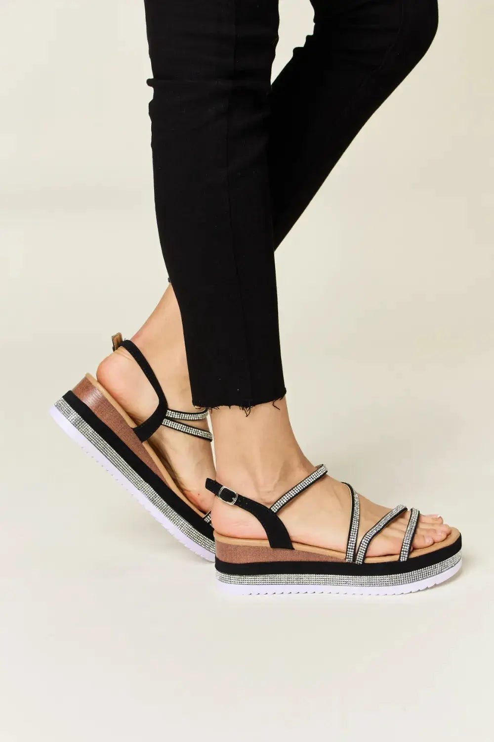 Forever Link Rhinestone Strappy Wedge Sandals - Fritsch & Co.