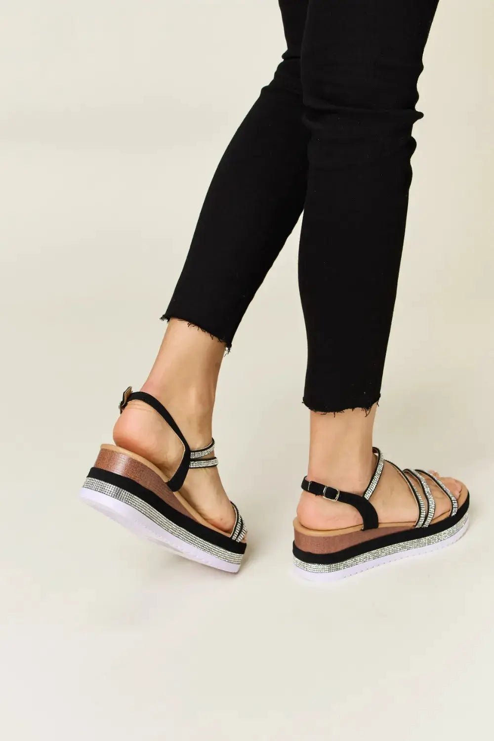 Forever Link Rhinestone Strappy Wedge Sandals - Fritsch & Co.