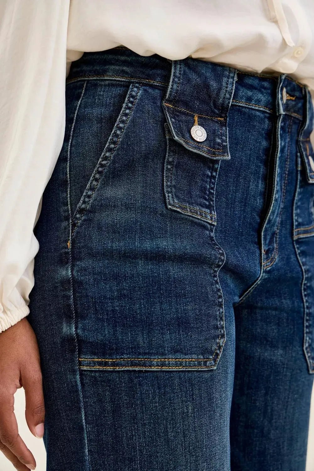 Judy Blue High Waist Wide Crop Utility Jeans With Patch Pockets - Fritsch & Co.