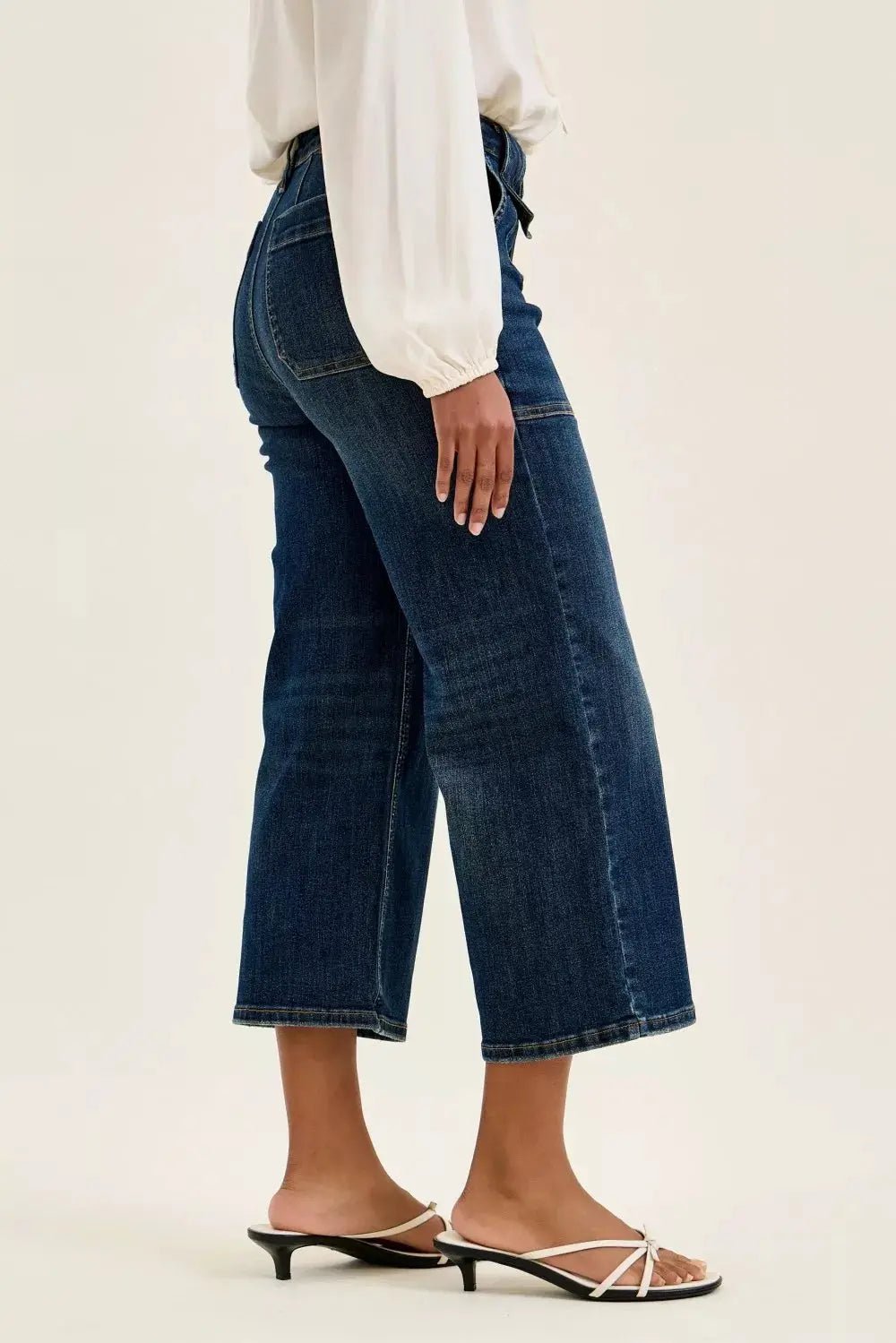 Judy Blue High Waist Wide Crop Utility Jeans With Patch Pockets - Fritsch & Co.