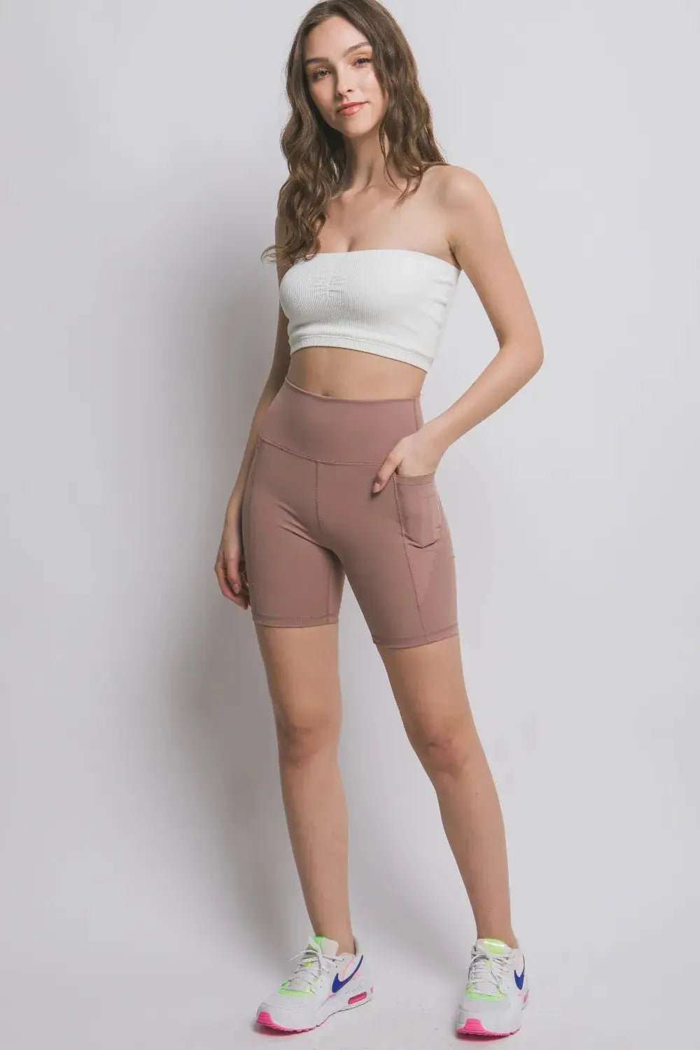 Love Tree High Waist Seam Detail Active Shorts - Fritsch & Co.