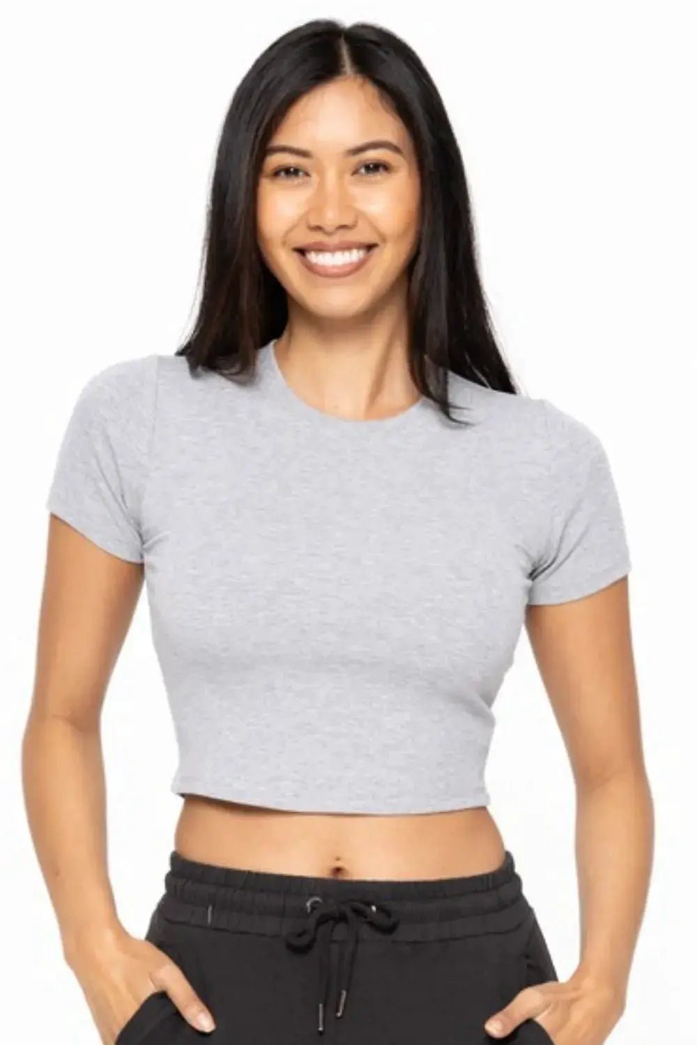 MONO B Essential Micro - ribbed Cropped Athleisure Tee - Fritsch & Co.
