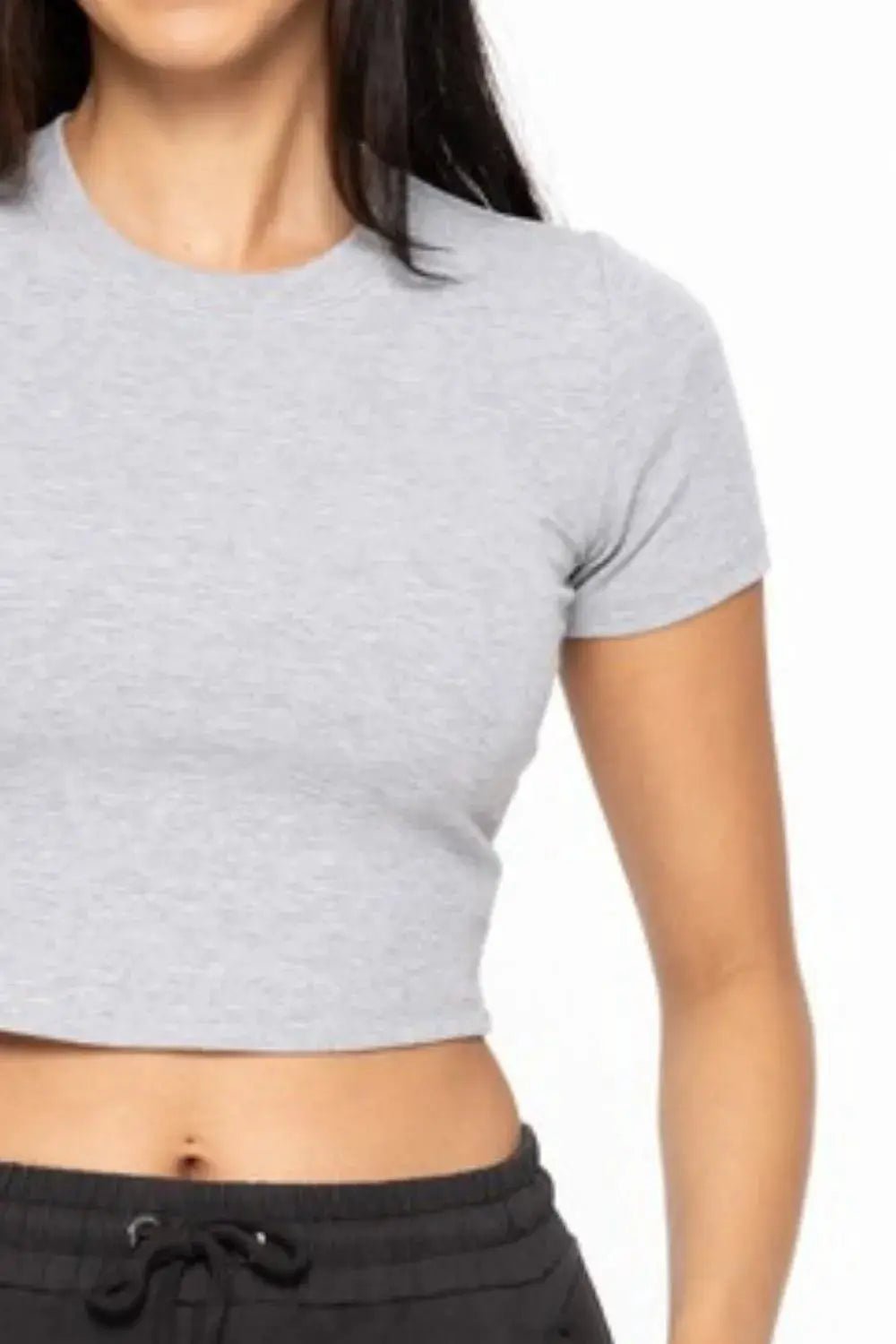 MONO B Essential Micro - ribbed Cropped Athleisure Tee - Fritsch & Co.
