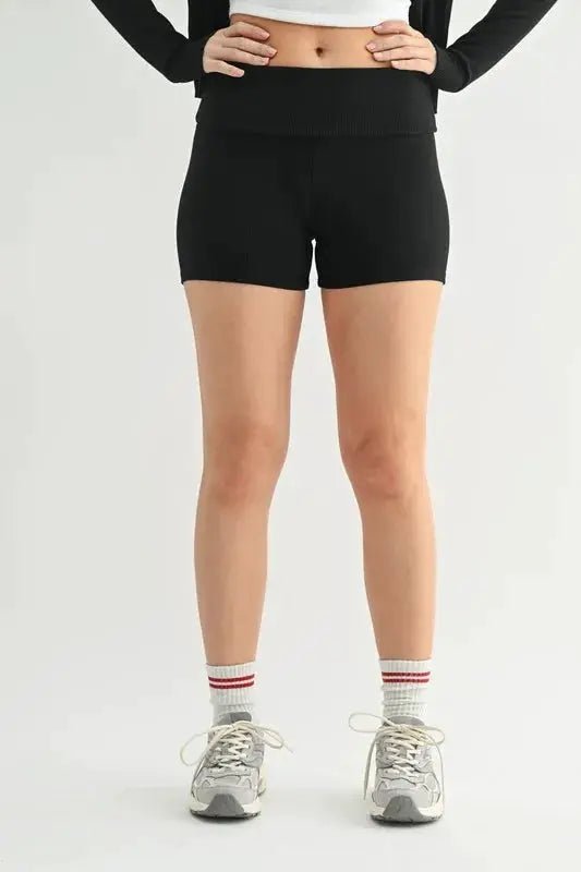 MONO B Ribbed Foldover Waist Shorts - Fritsch & Co.