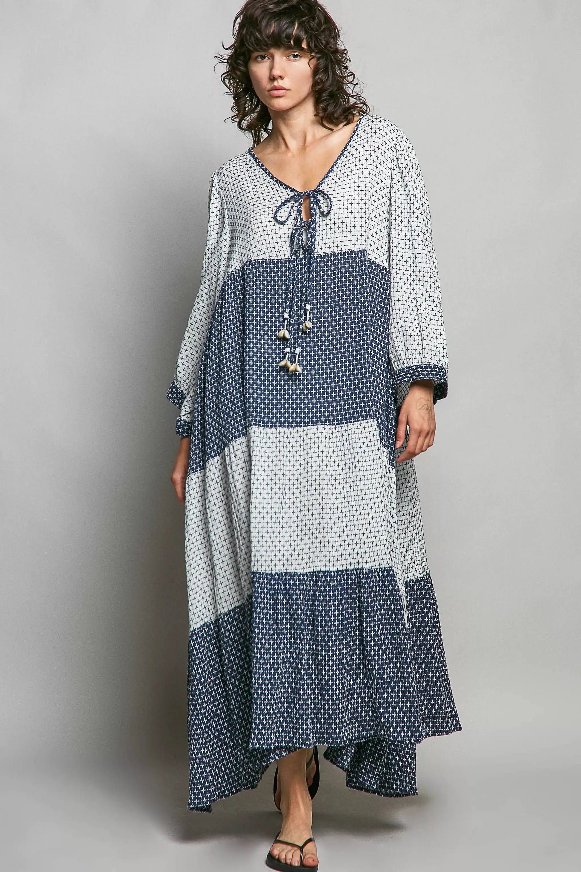POL Tiered Boho Two - Tone Maxi Dress - Fritsch & Co.