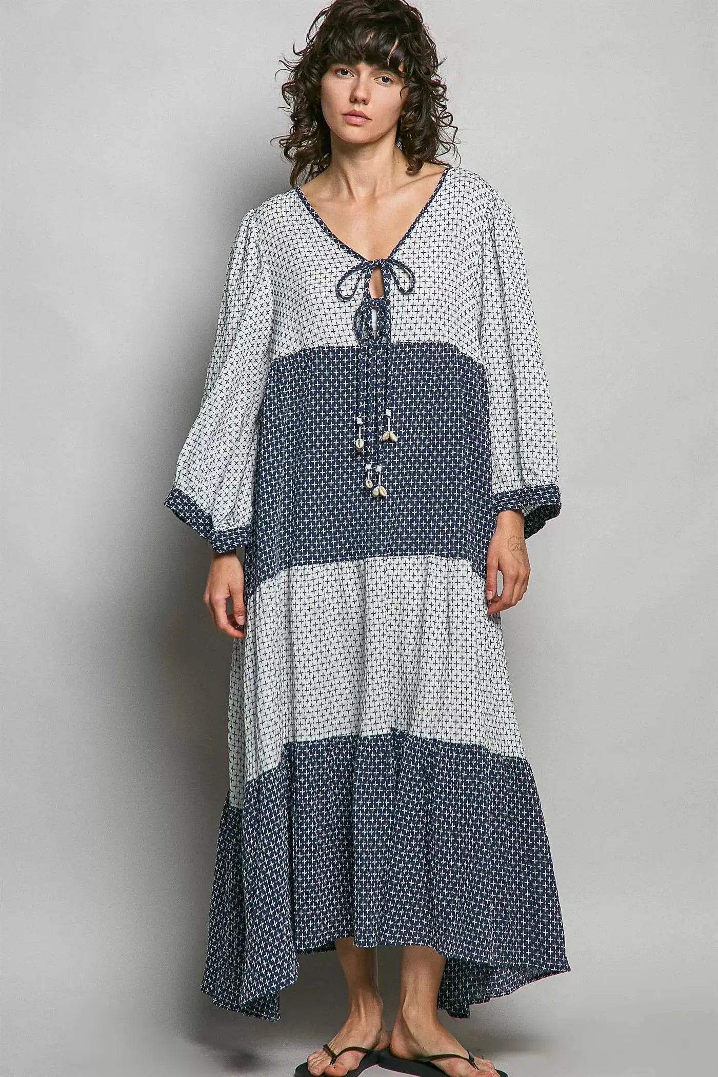 POL Tiered Boho Two - Tone Maxi Dress - Fritsch & Co.