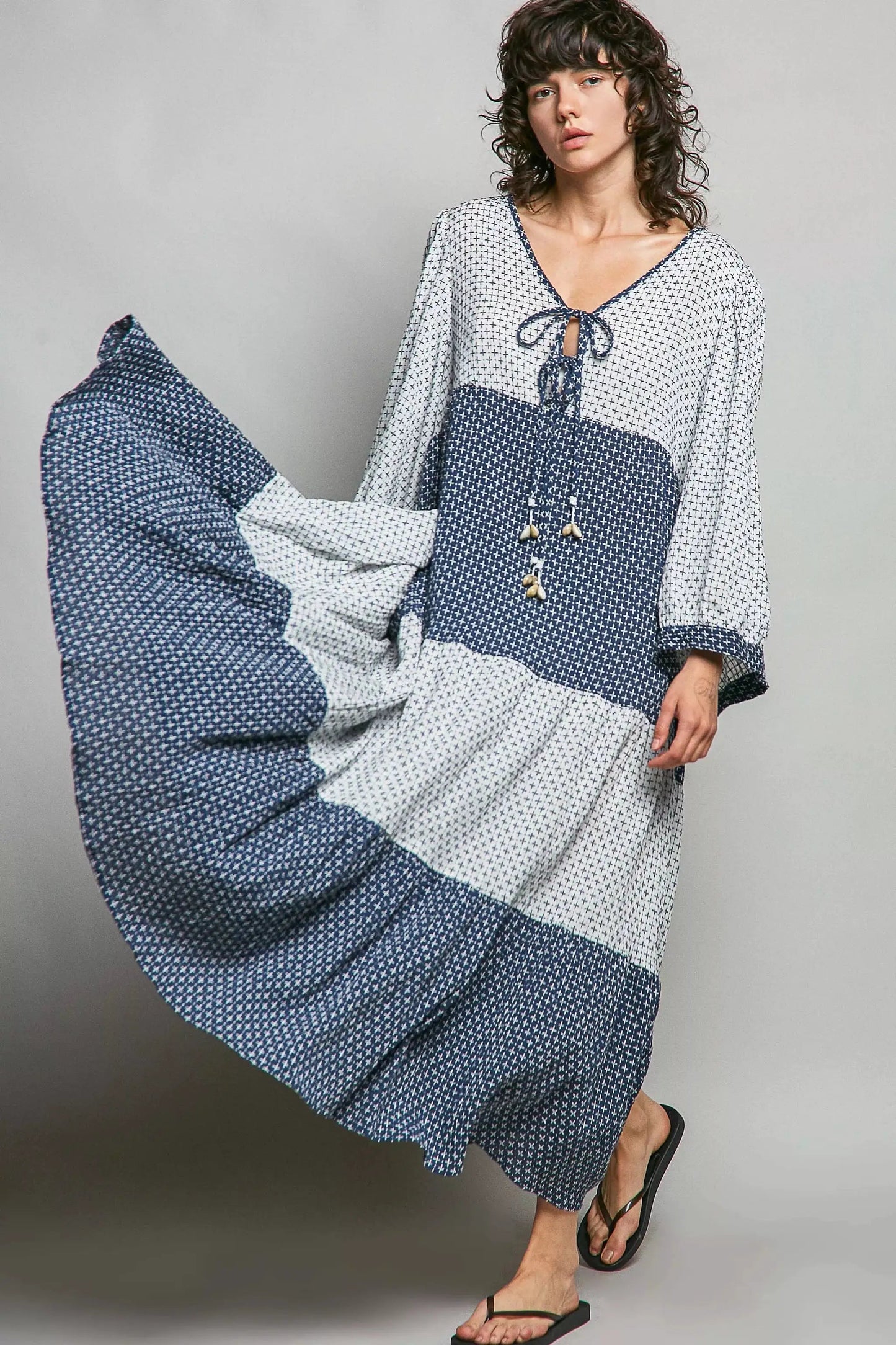 POL Tiered Boho Two - Tone Maxi Dress - Fritsch & Co.