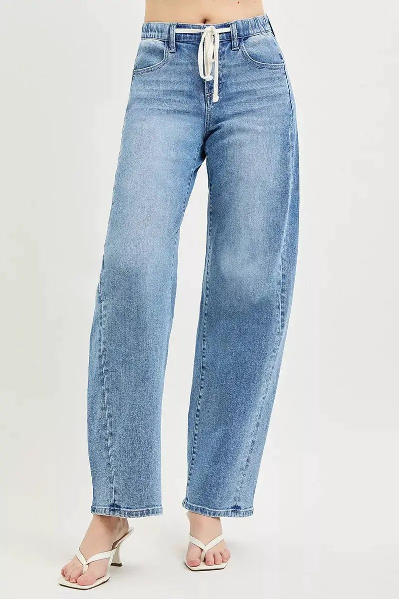 Risen Relaxed Fit Stretch Jeans With Drawstring Waist For Women - Fritsch & Co.