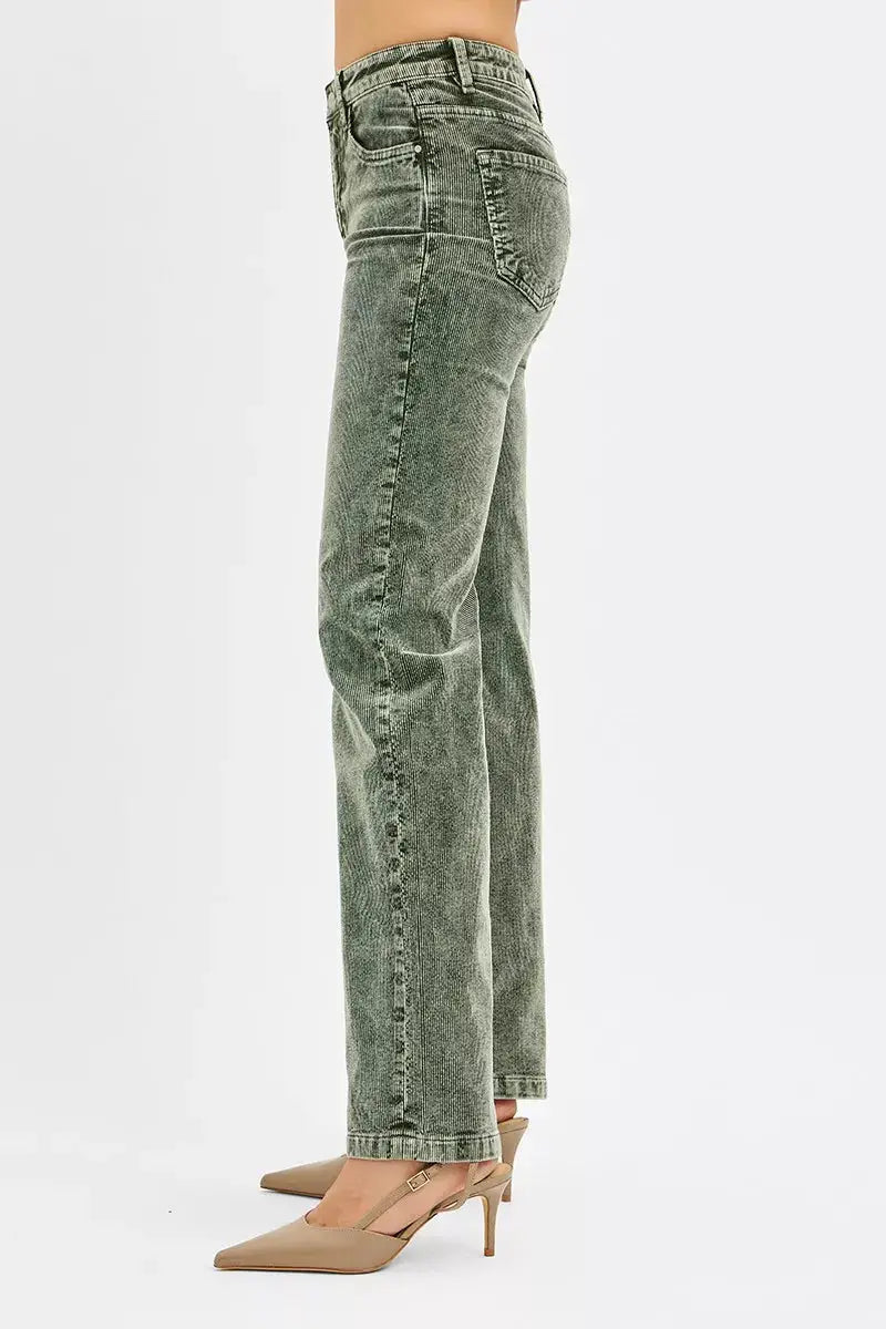 Risen Tummy Control Mid Rise Corduroy Pants Straight Leg - Fritsch & Co.