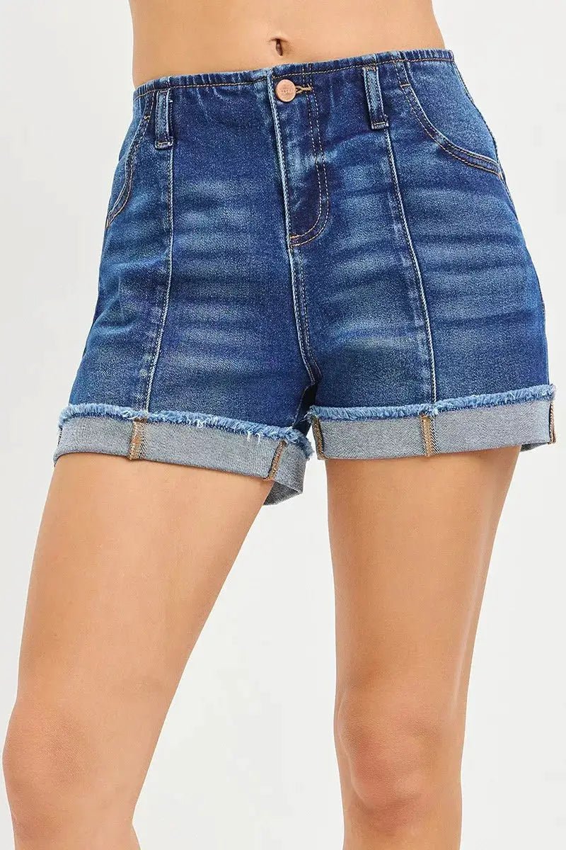 RISEN Womens Slouchy Denim Shorts With Cuffed Hem For Everyday Casual - Fritsch & Co.