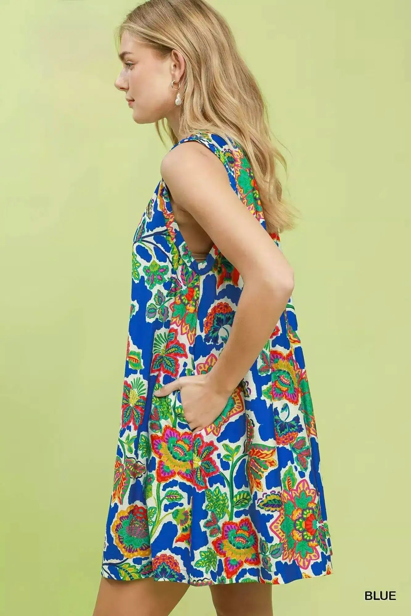 Umgee Abstract Print Sleeveless Shift Dress - Fritsch & Co.