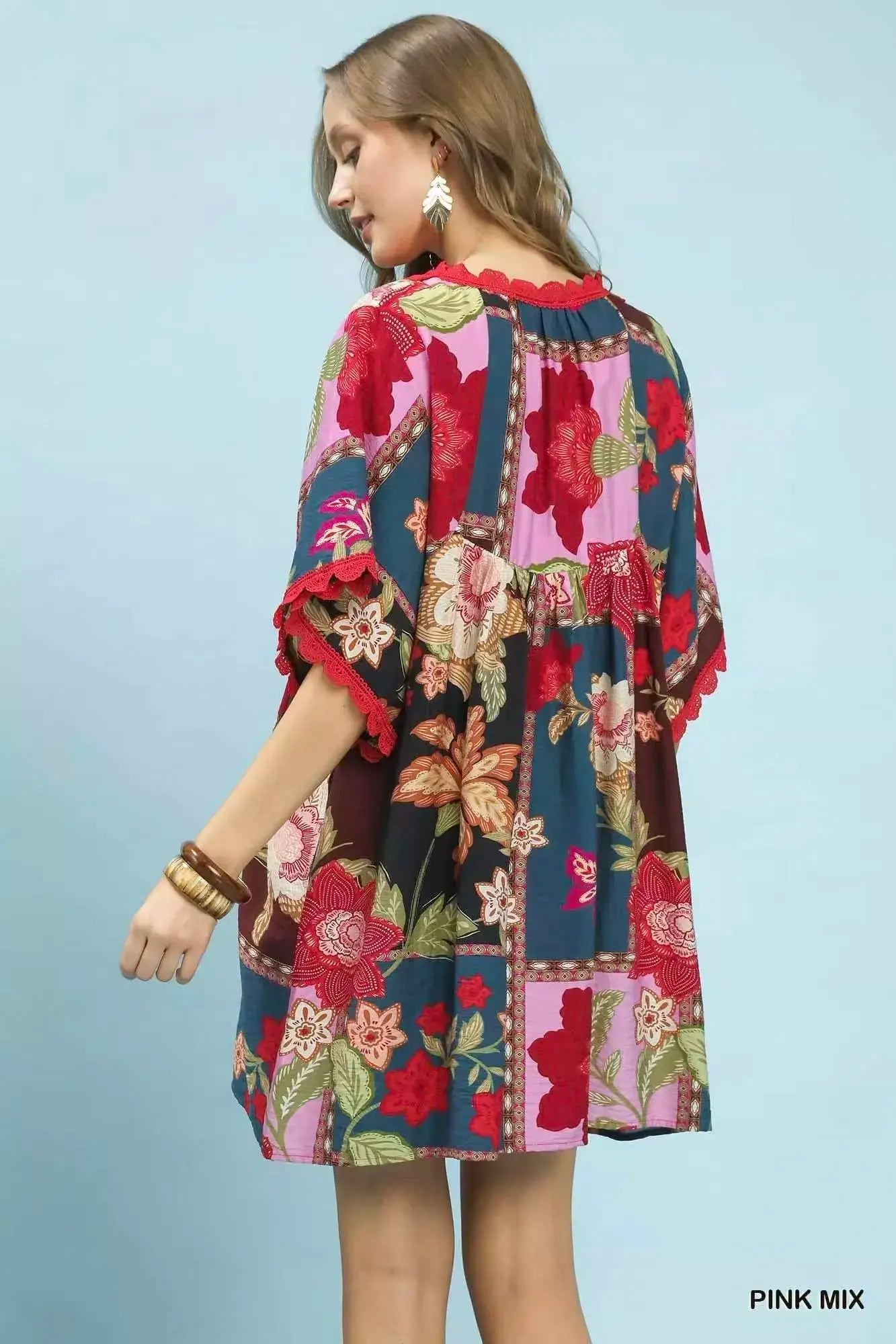 Umgee Abstract Print V - Neck Mini Dress - Fritsch & Co.