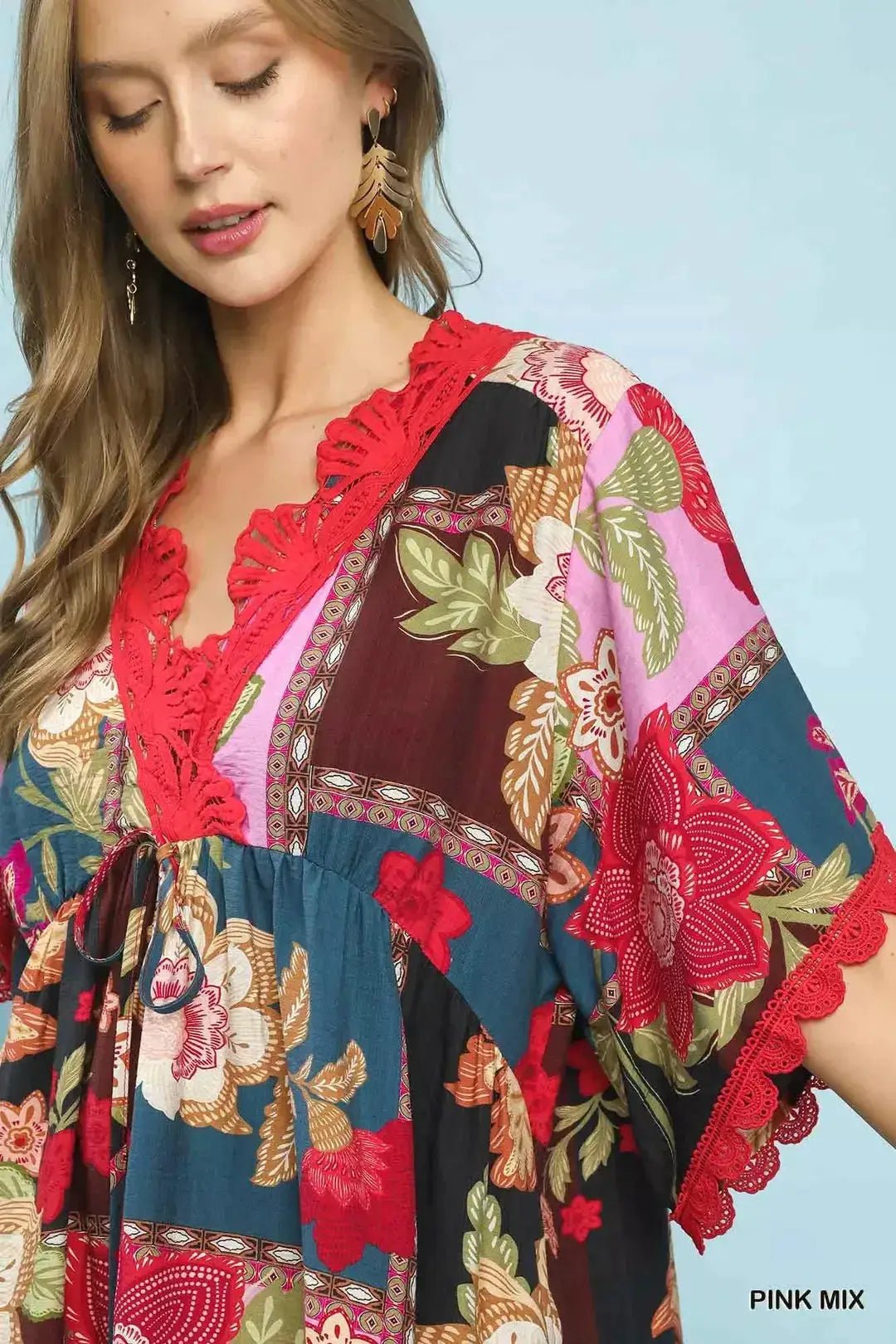 Umgee Abstract Print V - Neck Mini Dress - Fritsch & Co.