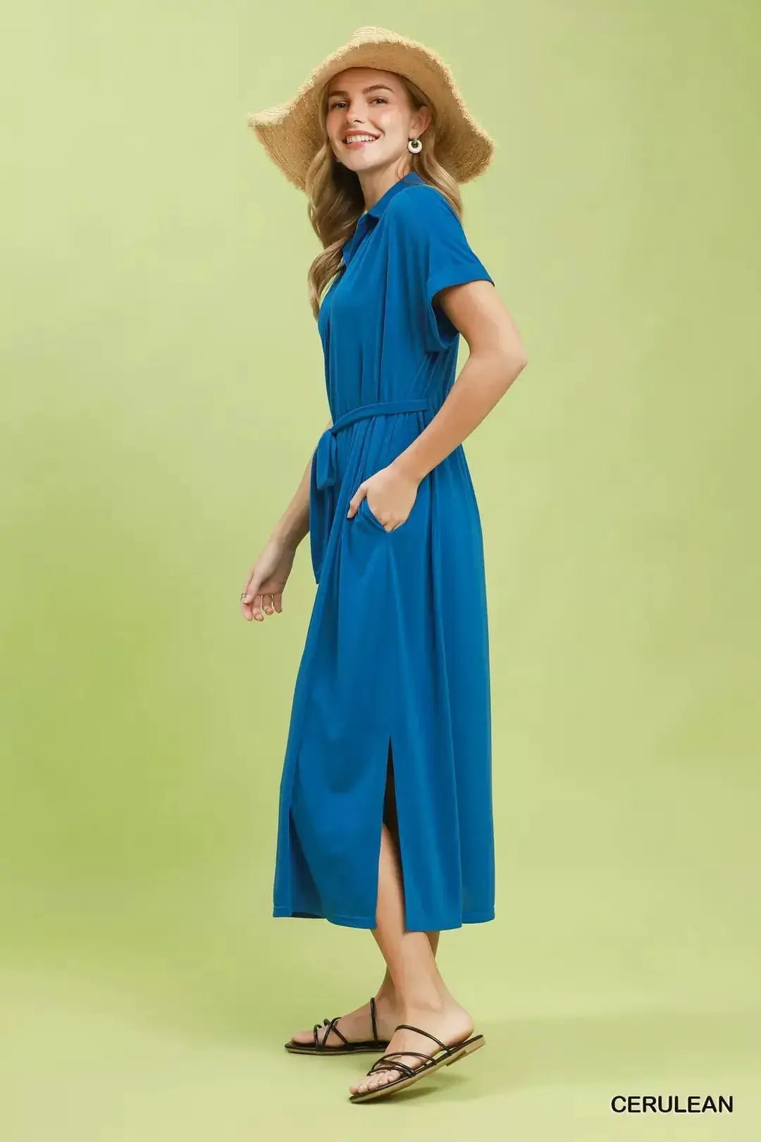 Umgee Collared Belted Midi Dress - Fritsch & Co.