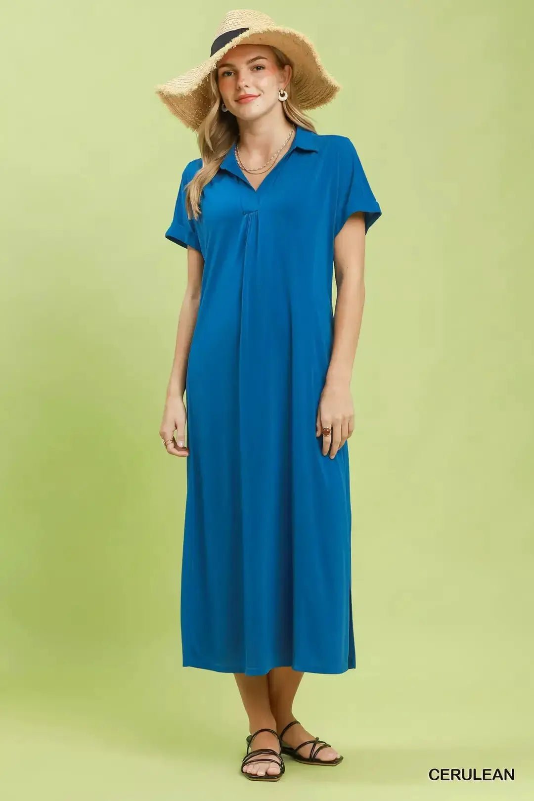 Umgee Collared Belted Midi Dress - Fritsch & Co.
