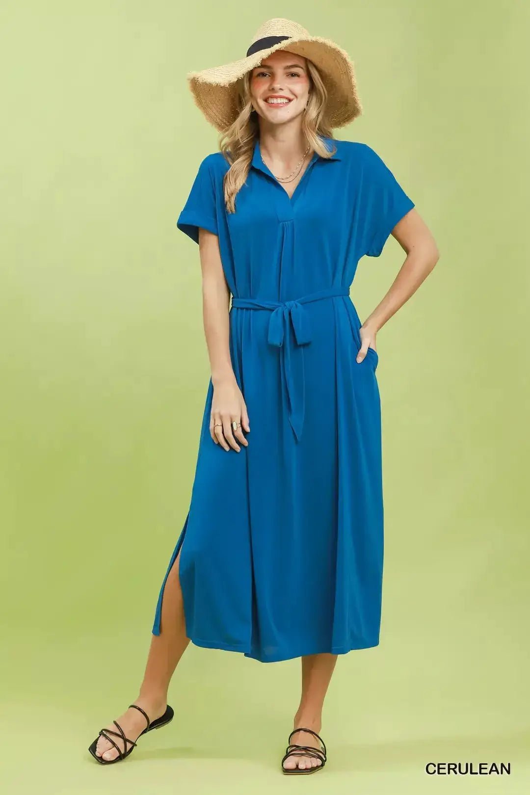Umgee Collared Belted Midi Dress - Fritsch & Co.