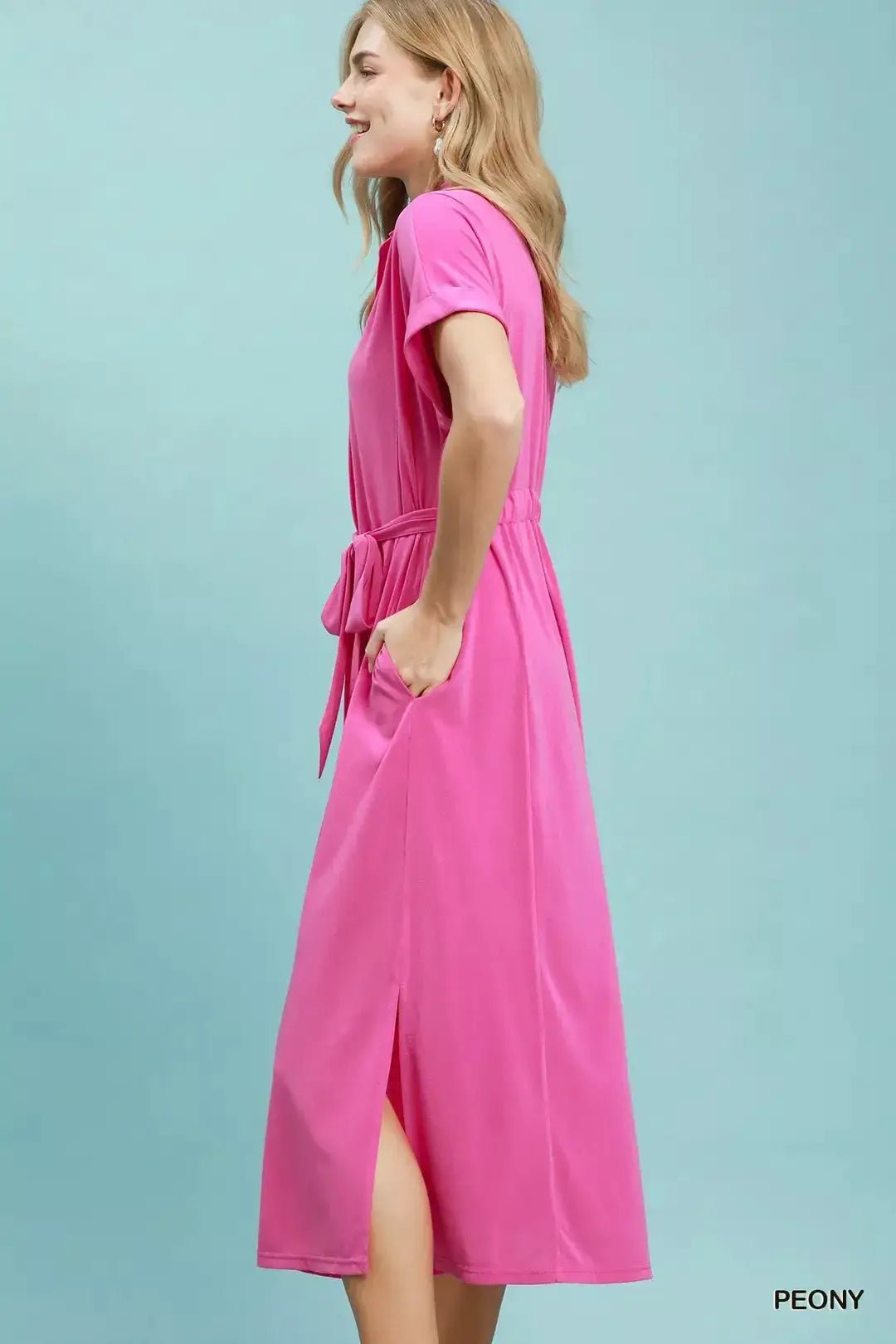 Umgee Collared Belted Midi Dress - Fritsch & Co.