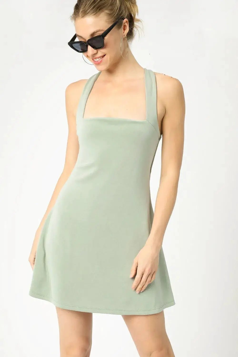 Umgee Crisscross Square Neck Active Dress - Fritsch & Co.