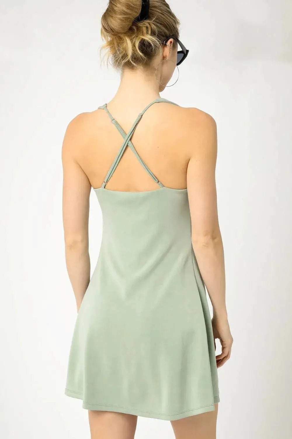 Umgee Crisscross Square Neck Active Dress - Fritsch & Co.