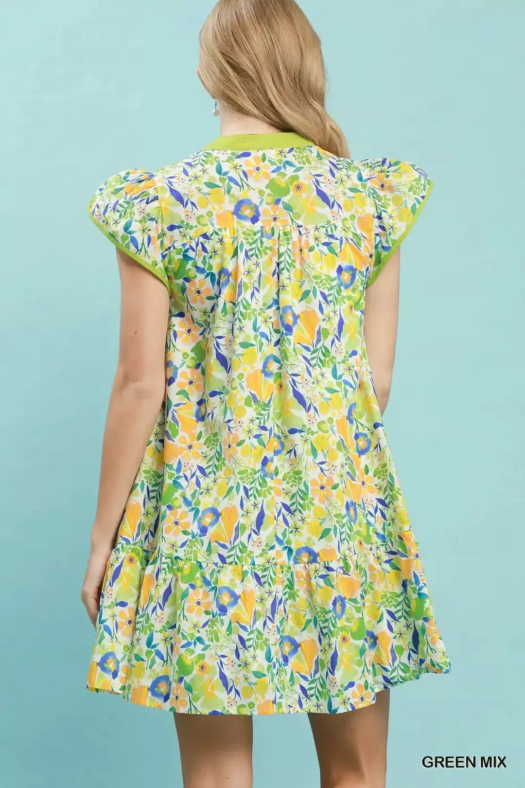 Umgee Floral Flutter Sleeve Tiered Mini Dress - Fritsch & Co.