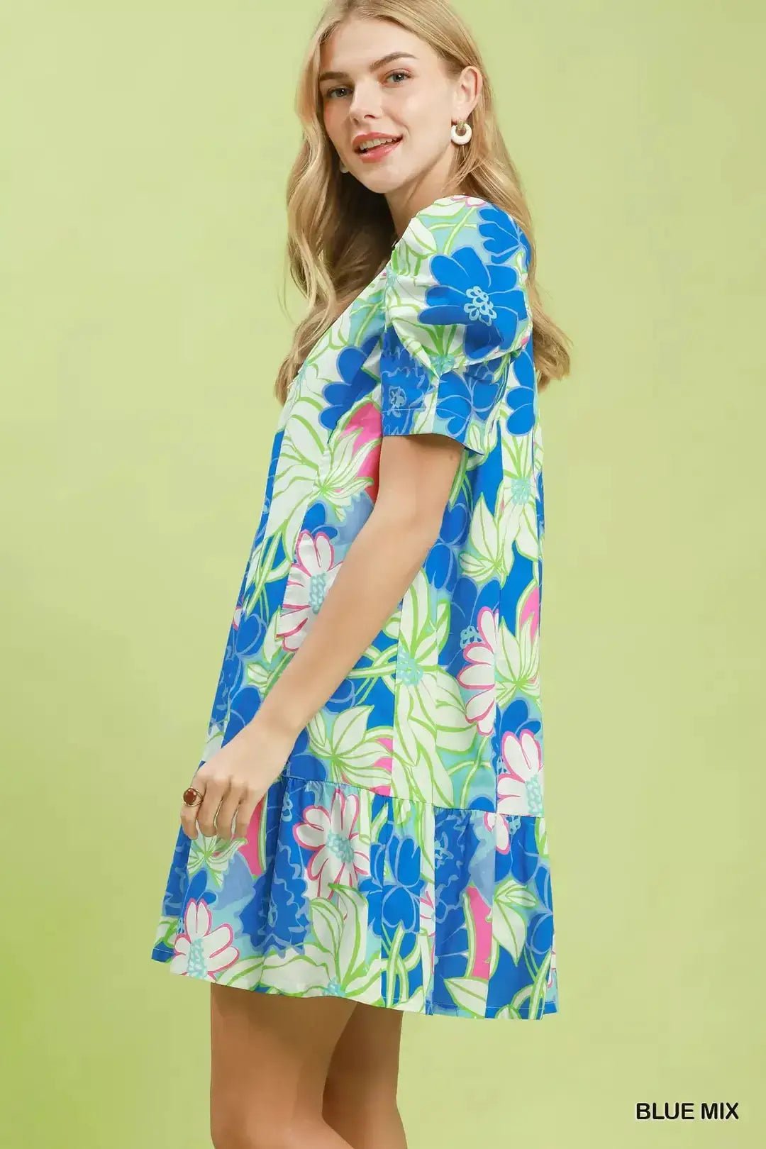 Umgee Floral Puff Sleeve Tiered Mini Dress - Fritsch & Co.