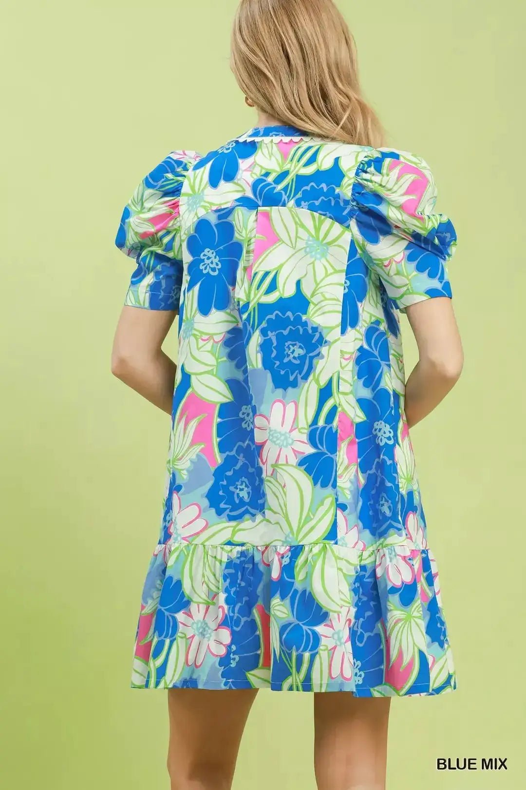 Umgee Floral Puff Sleeve Tiered Mini Dress - Fritsch & Co.
