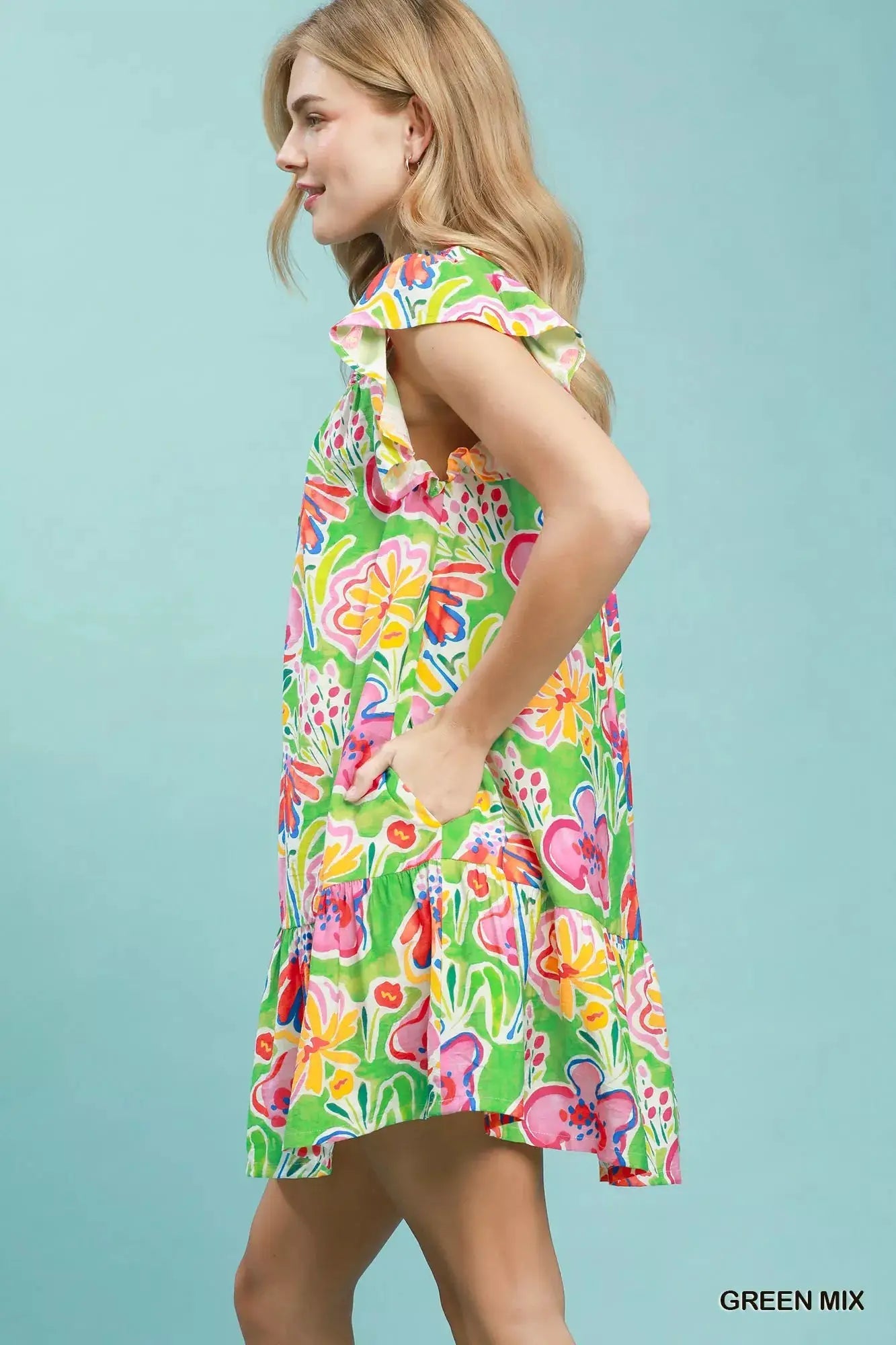 Umgee Floral Ruffle Mini Dress - Fritsch & Co.