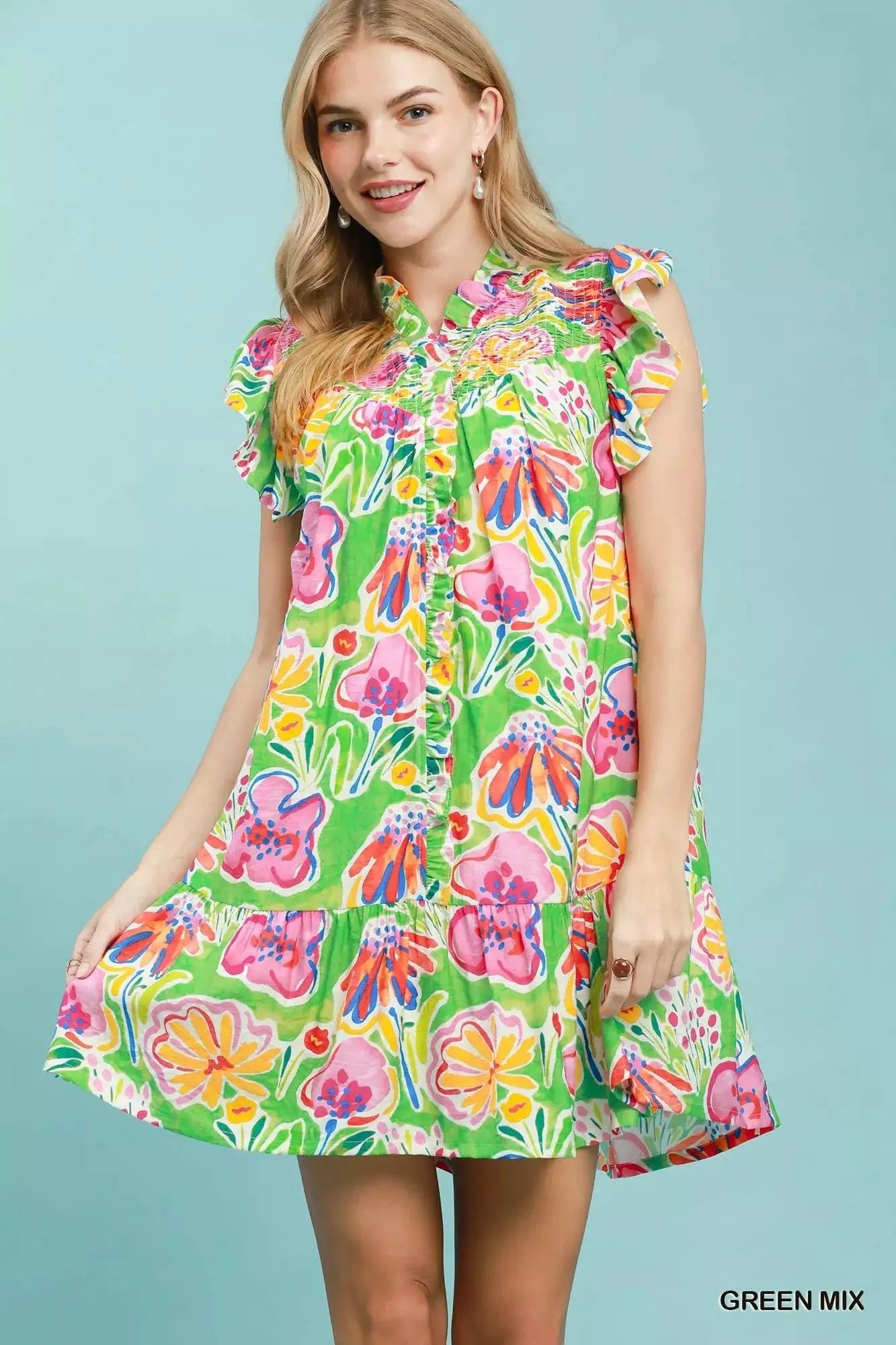 Umgee Floral Ruffle Mini Dress - Fritsch & Co.