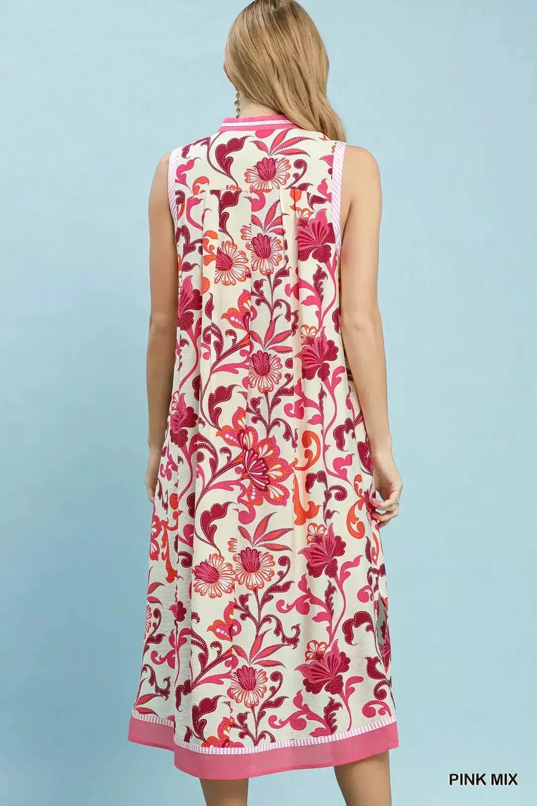 Umgee Floral Scroll Sleeveless Midi Dress - Fritsch & Co.