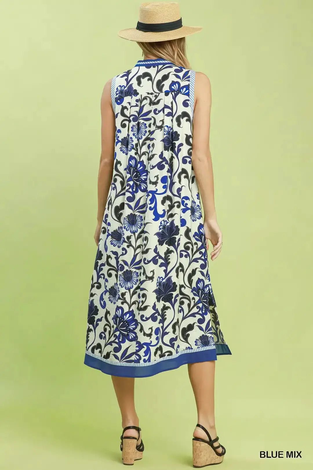 Umgee Floral Scroll Sleeveless Midi Dress - Fritsch & Co.