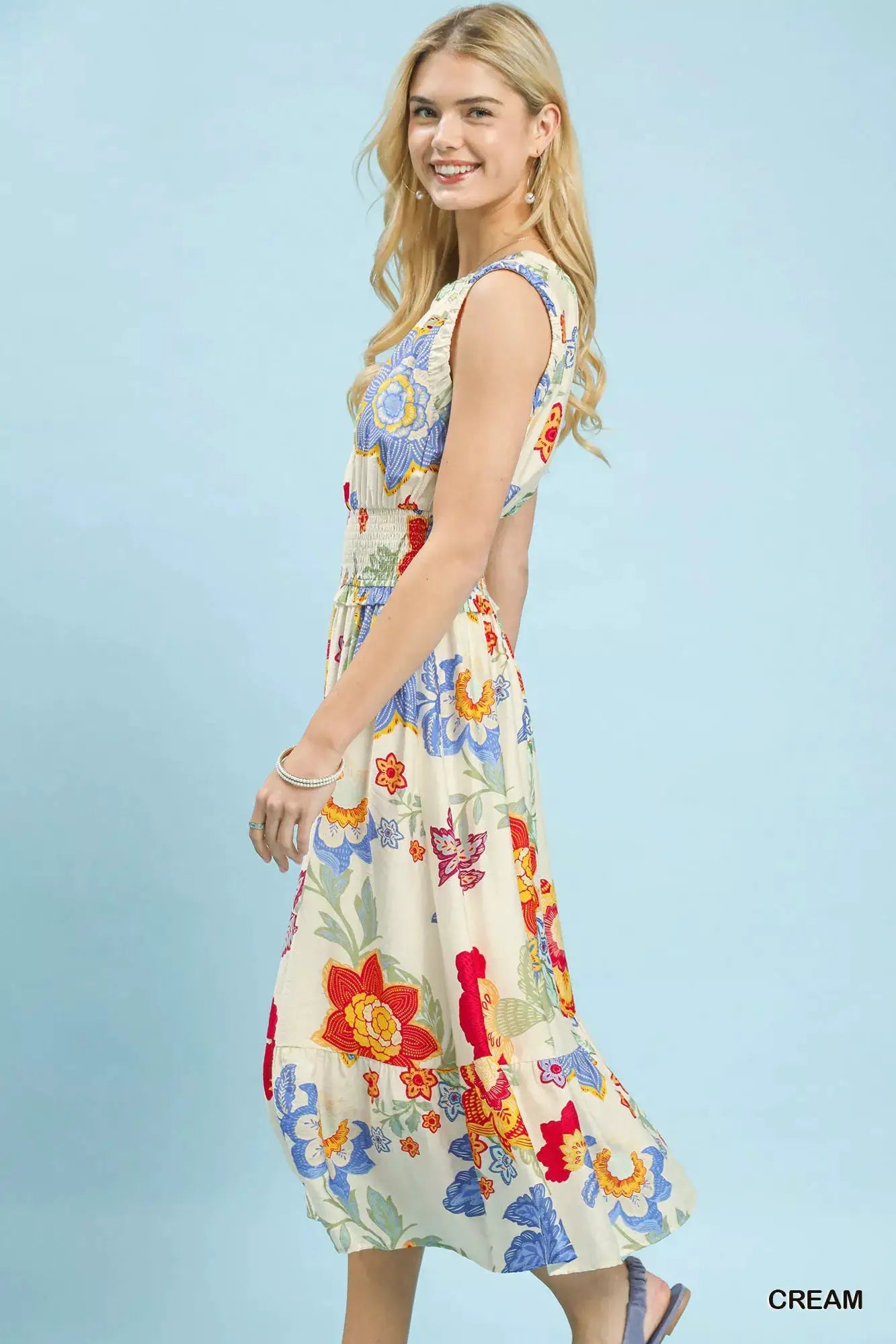 Umgee Floral Smocked Midi Dress - Fritsch & Co.