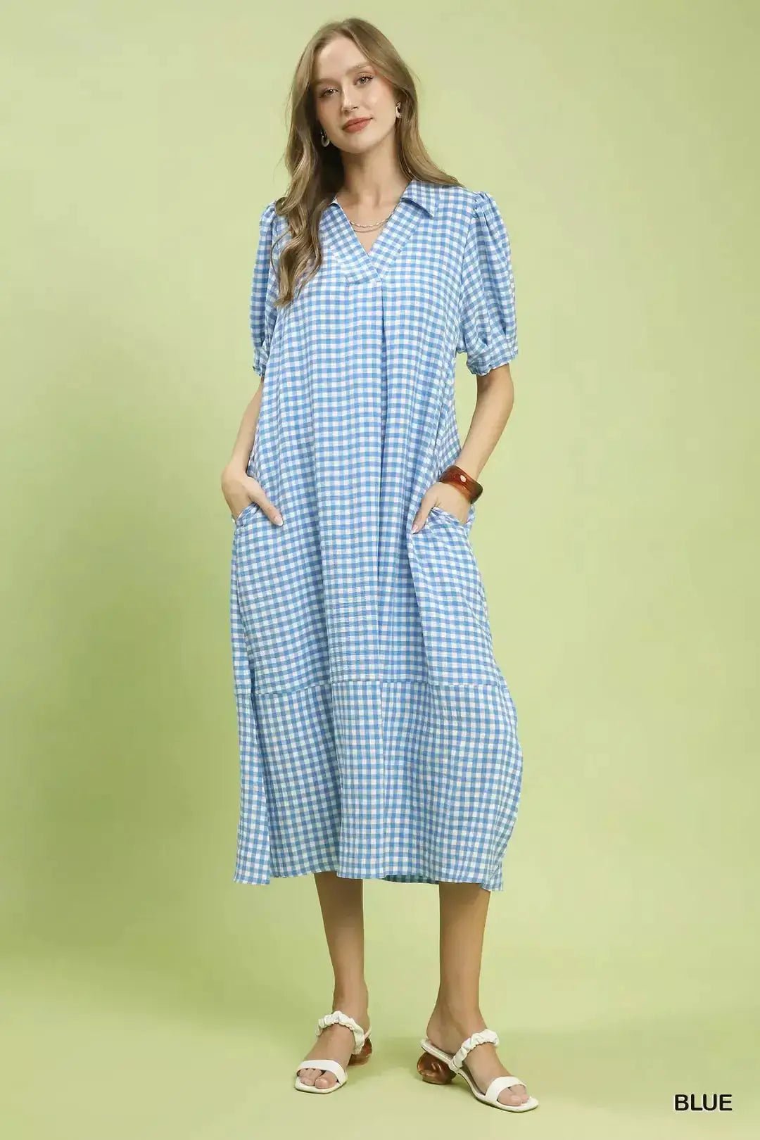 Umgee Gingham Midi Dress with Side Pockets - Fritsch & Co.