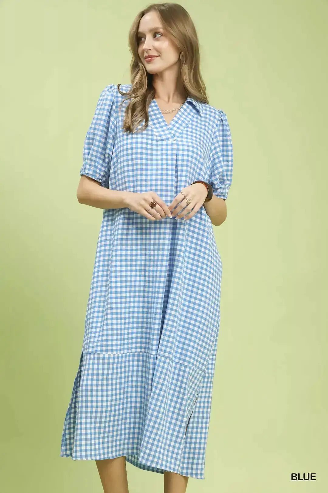Umgee Gingham Midi Dress with Side Pockets - Fritsch & Co.