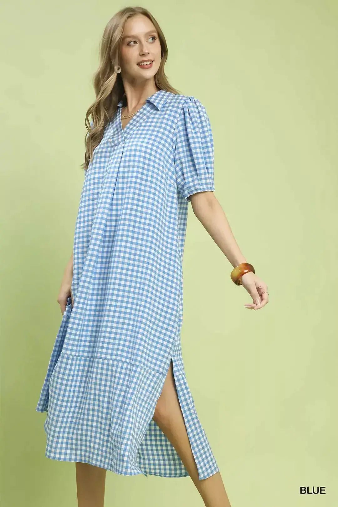 Umgee Gingham Midi Dress with Side Pockets - Fritsch & Co.