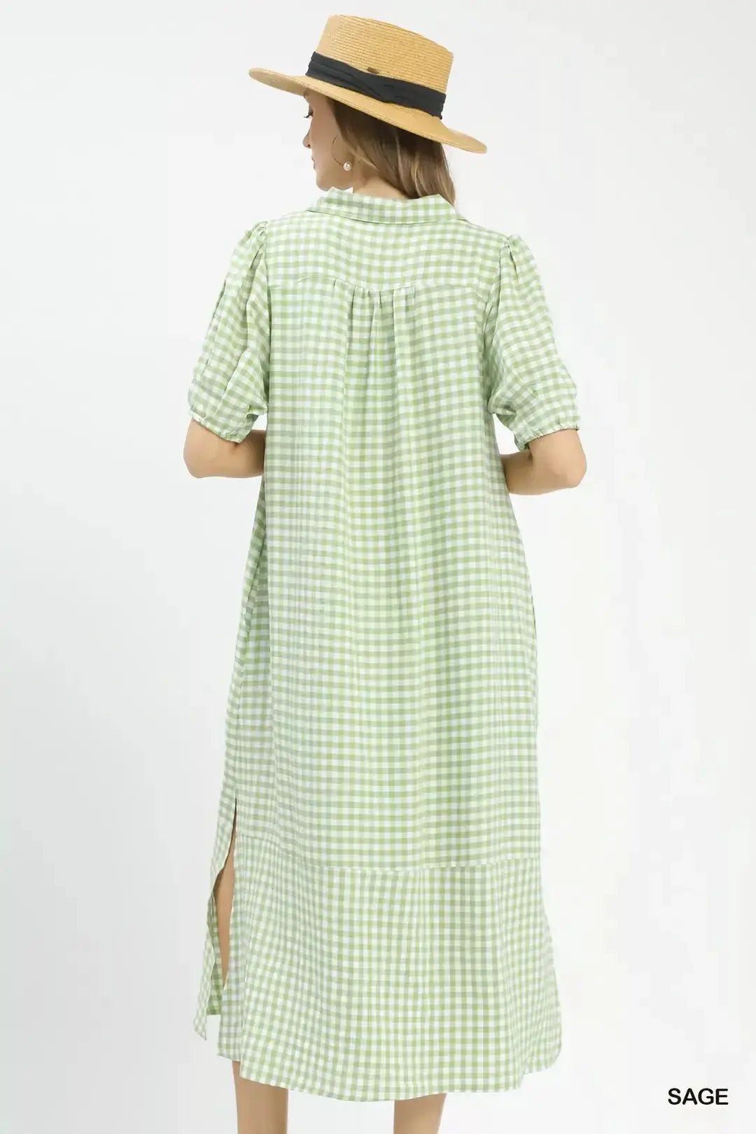 Umgee Gingham Midi Dress with Side Pockets - Fritsch & Co.