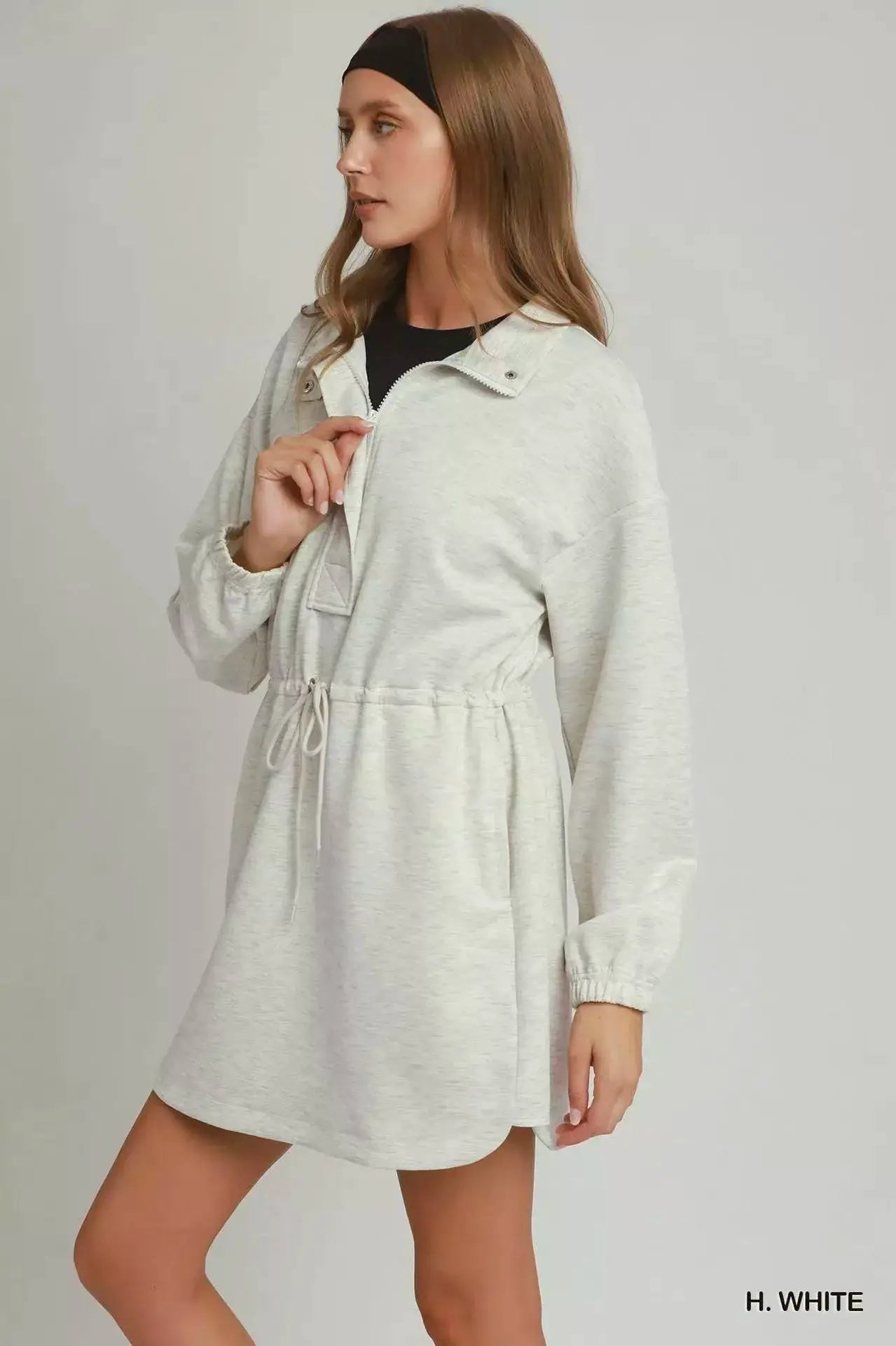 Umgee Half Zip - Up Drawstring Waist Dress - Fritsch & Co.
