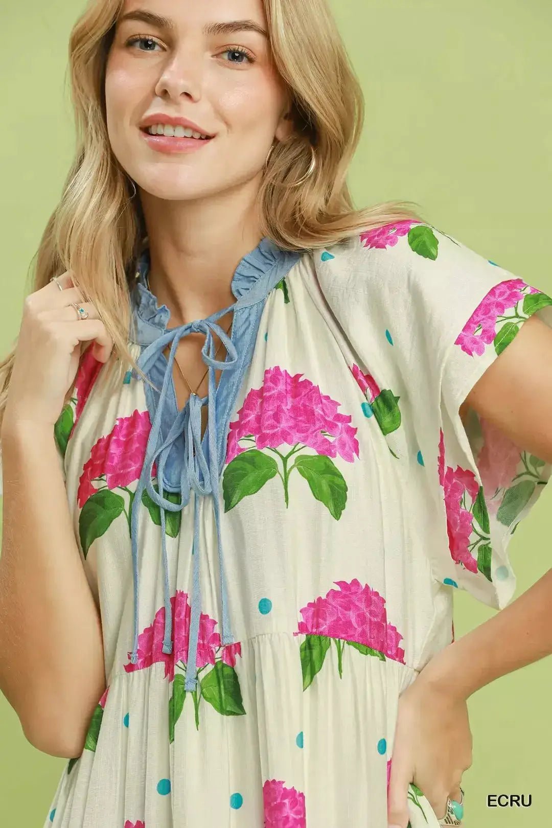 Umgee Hydrangea Print Tiered Midi Dress - Fritsch & Co.