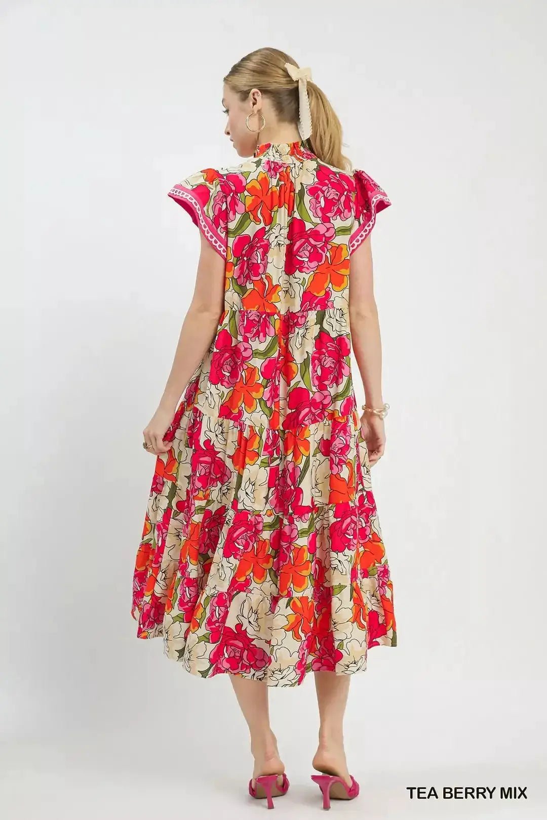 Umgee Mix Bold Floral Tiered Midi Dress - Fritsch & Co.