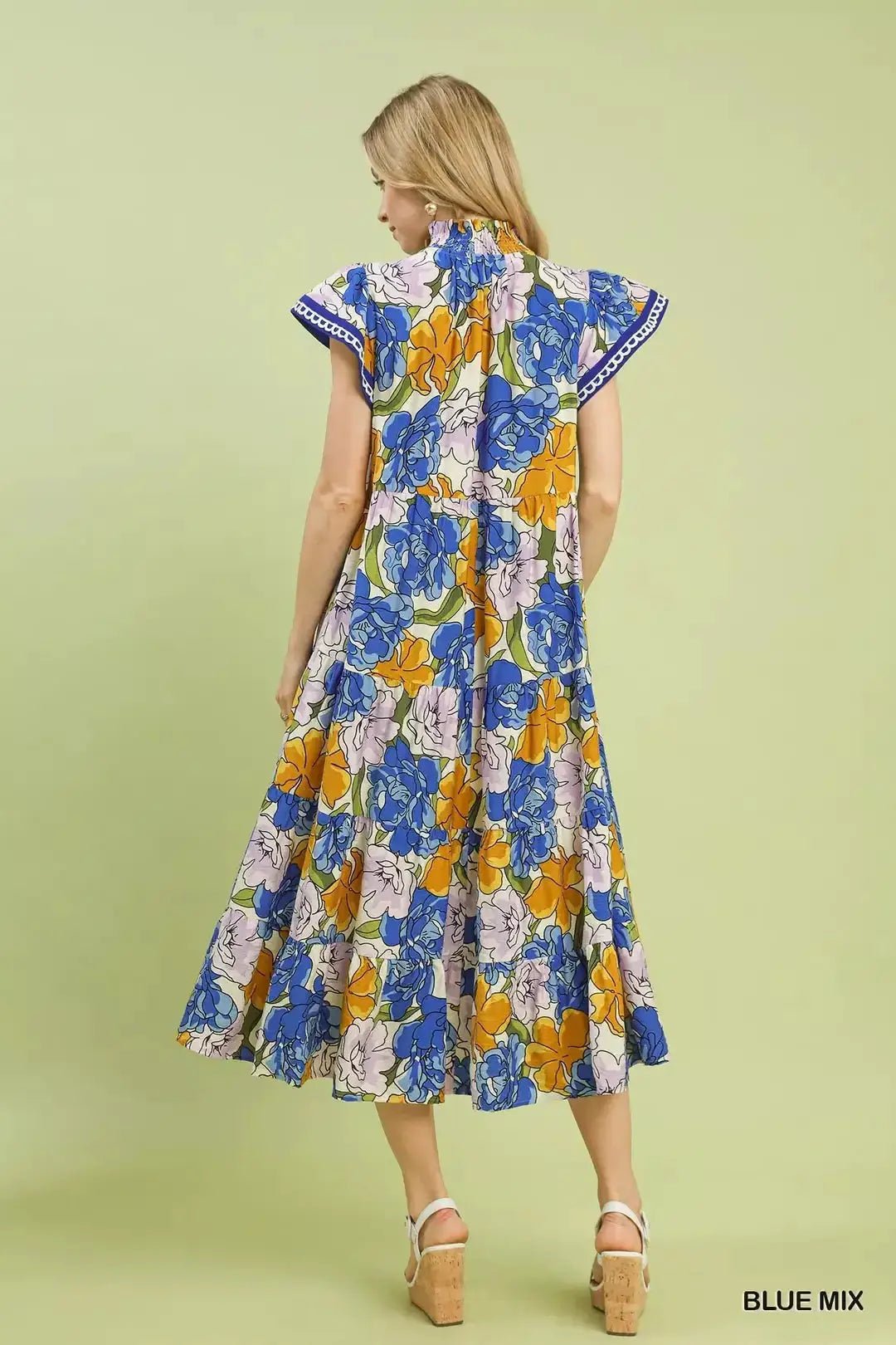 Umgee Mix Bold Floral Tiered Midi Dress - Fritsch & Co.